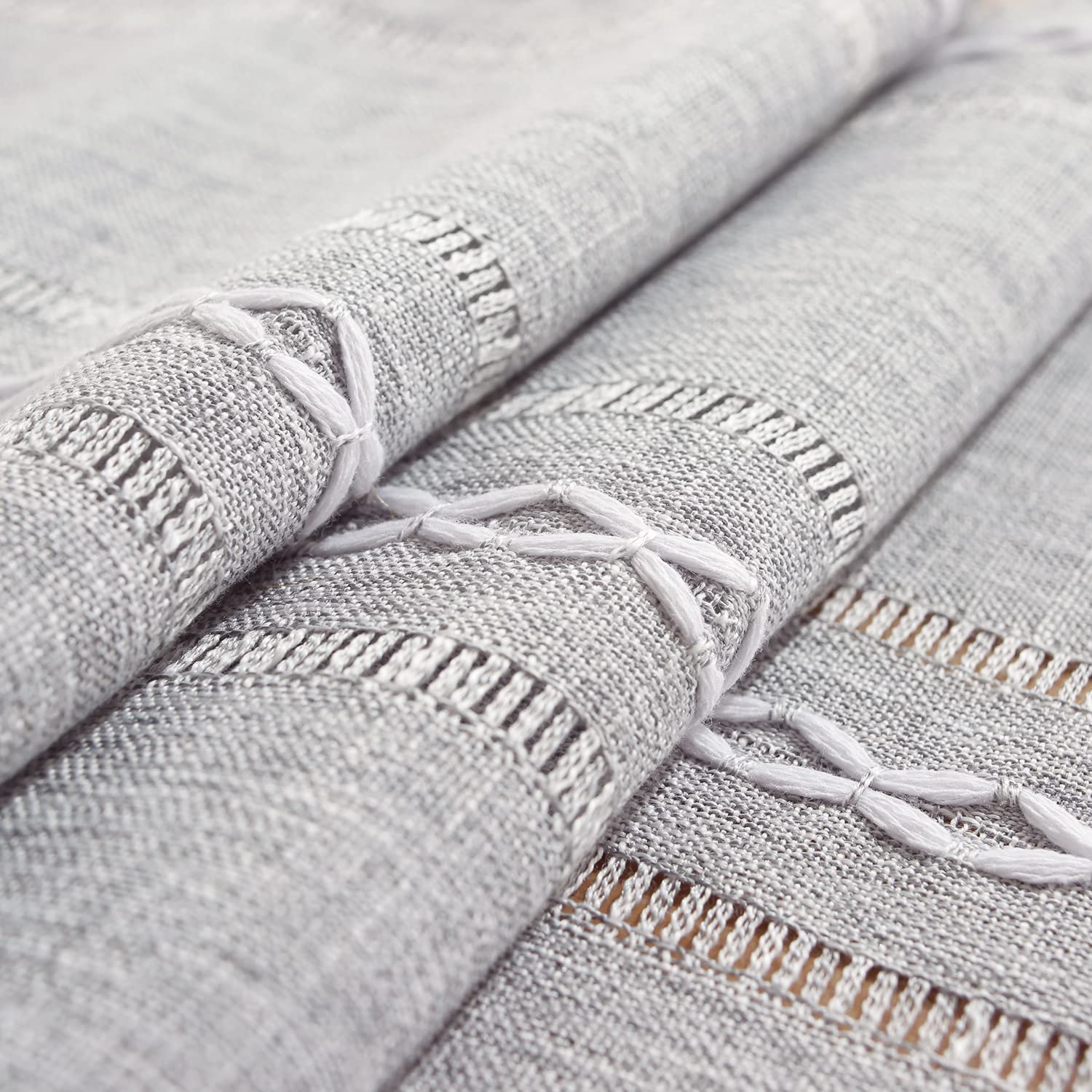 Gsg Farmhouse Grey Table Runner Boho Style Linen 13 X 72 Inch Long, Handmade Rustic Table Runner With Tassels For Holiday Party