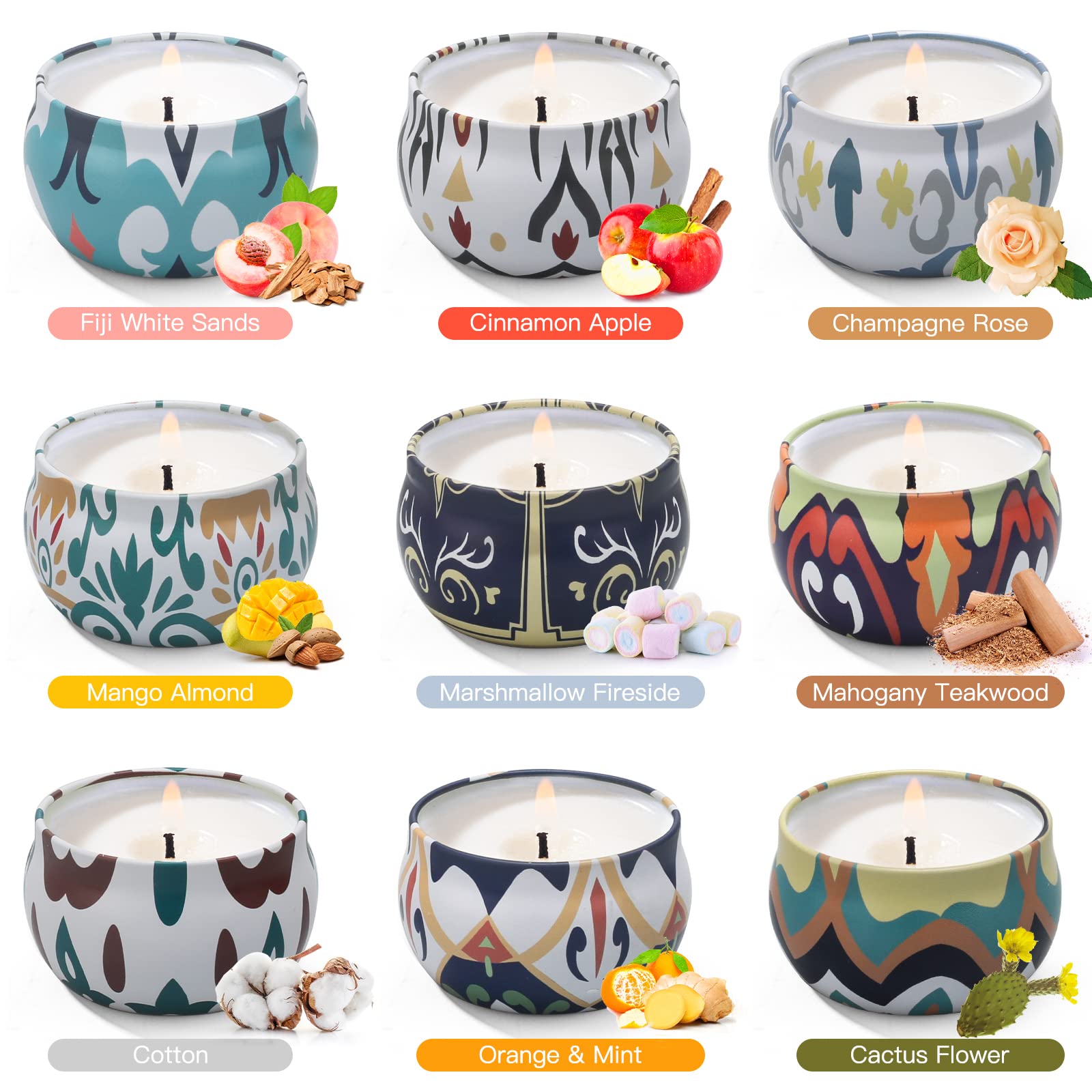 Scented Candles, 9 Packs 2.5oz Candle Set, Soy Candles for Home Scented, Aromatherapy Candle for Stress Relief, Bathing, Ideal G