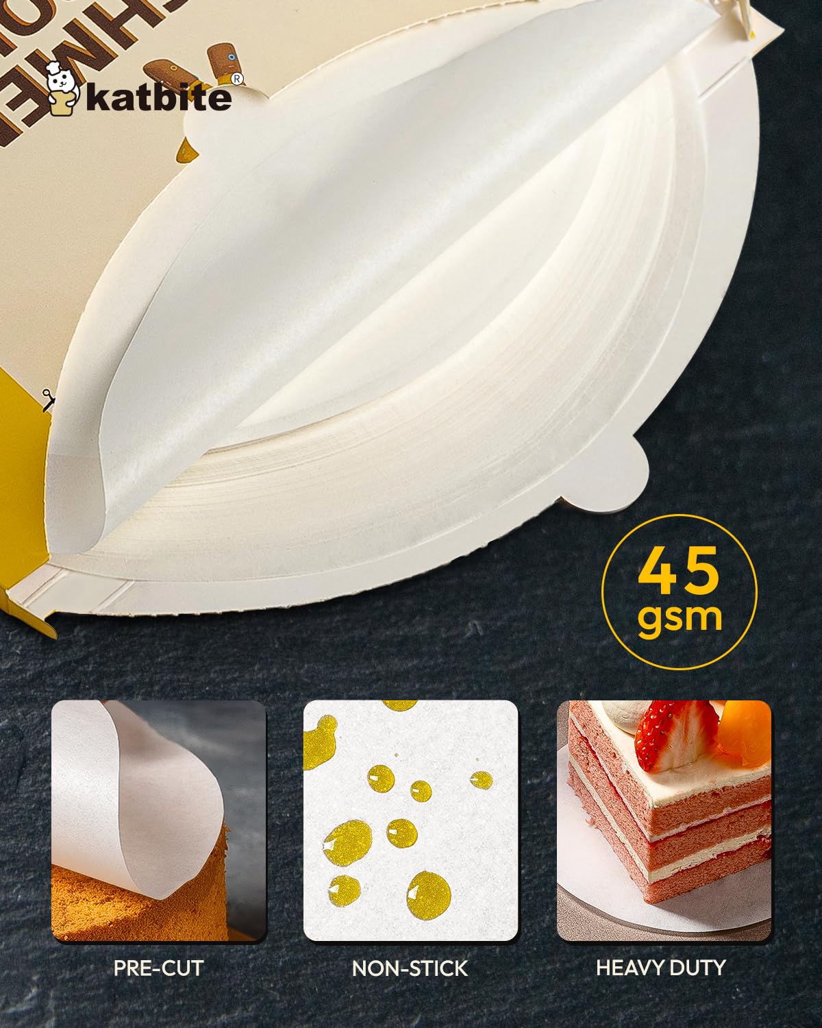 Katbite 4 Inch 400Pcs Parchment Paper Rounds, Round Parchment Paper For Cake Baking, Air Fryer Liners, Freezing, Tortilla Press(