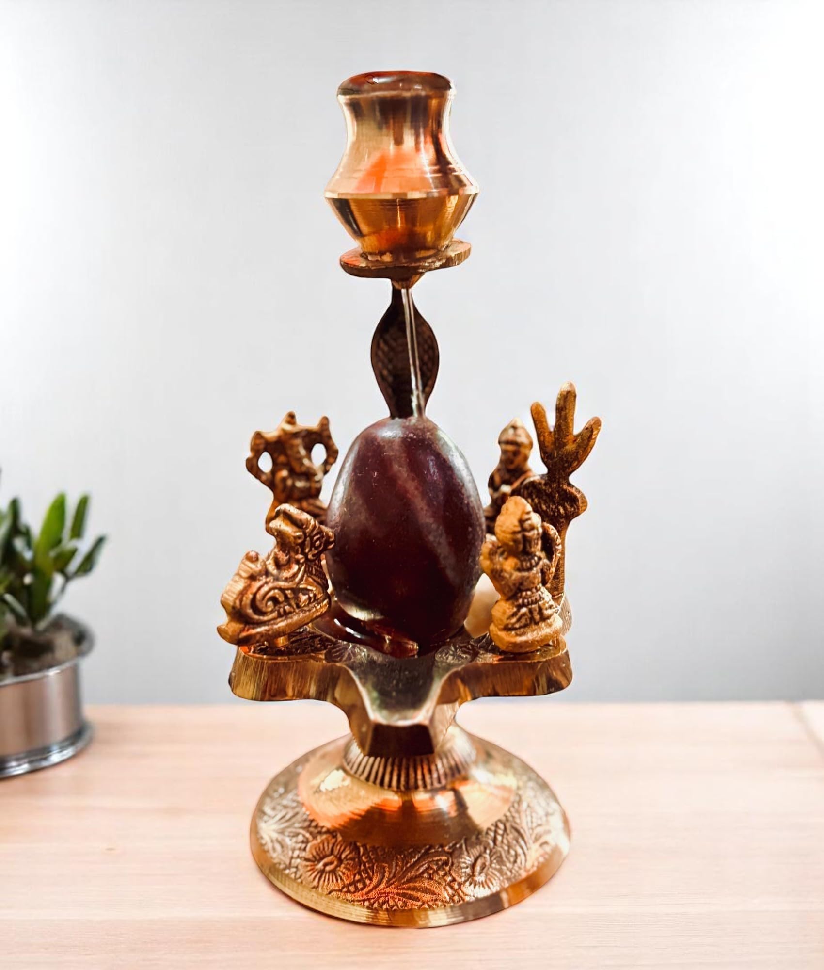 Ani Divine Big Narmadeshwar Shivling Idol With Brass Kartik, Parvati, Ganesh & Nandi Ji Idol For Worship Statue, Daily Pooja, Sh