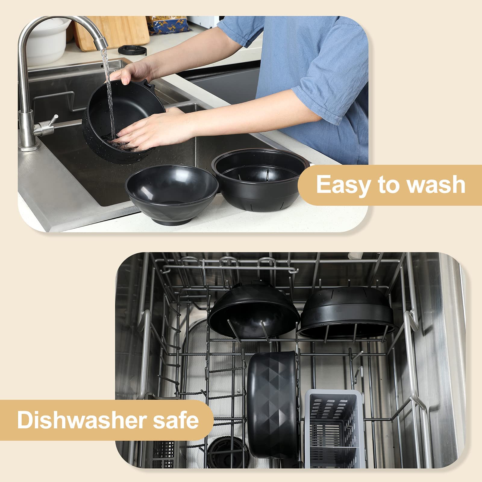 Rorbam Microwave Ramen Cooker,Ramen Bowl Set,Ramen Bowl With Chopsticks And Spoon,Rapid And Quick Ramen Cooker With Handles, Dis