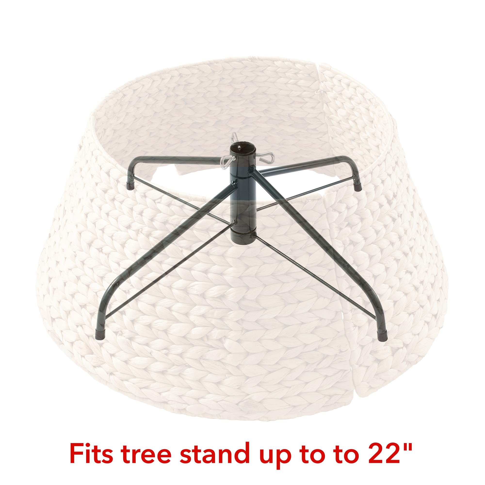 Casafield 24-Inch Christmas Tree Collar, Woven Water Hyacinth Tree Base Cover with Cord Cut Out, Natural