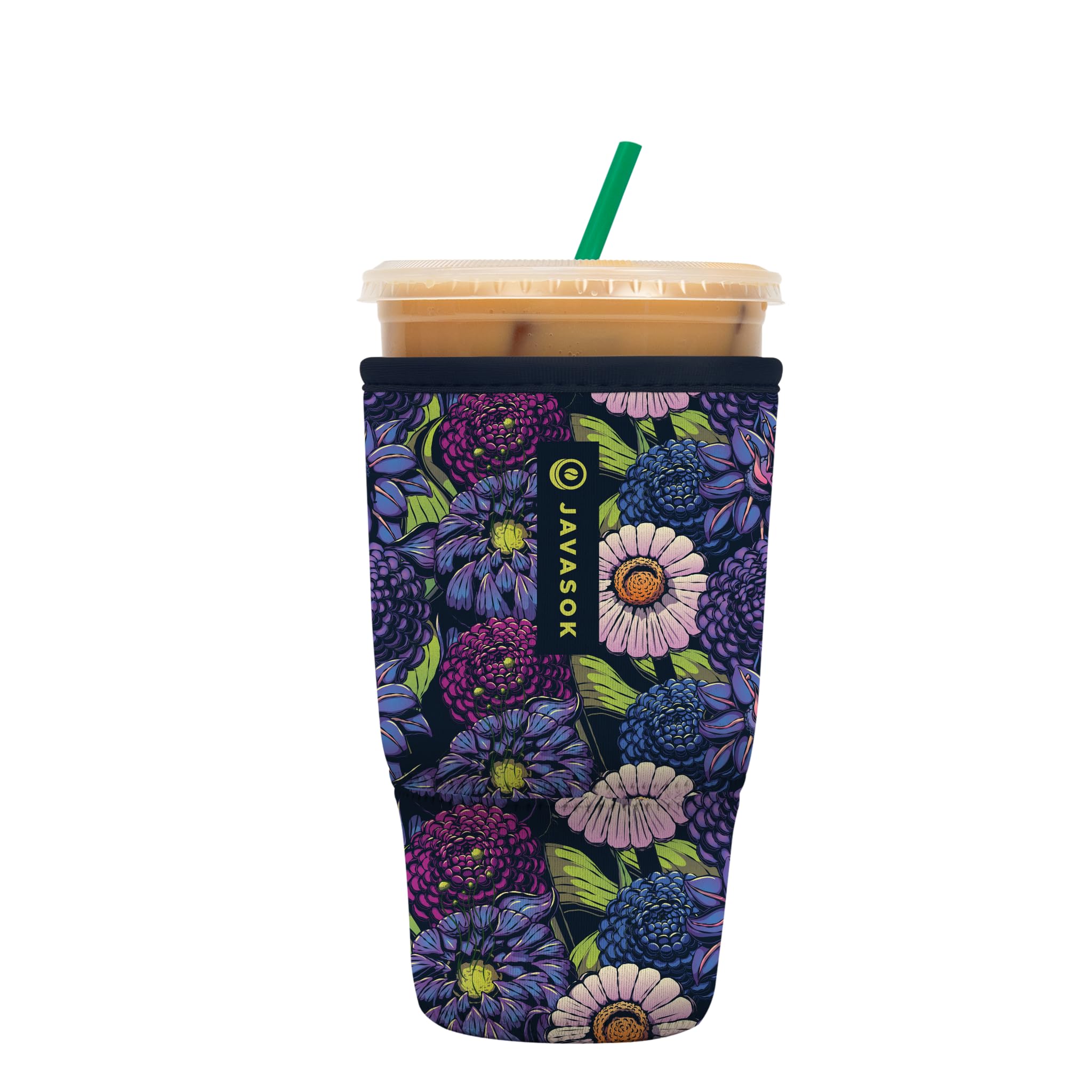 Sok It Java Sok Iced Coffee & Cold Soda Insulated Neoprene Cup Sleeve (Secret Garden, Large: 30-32oz)
