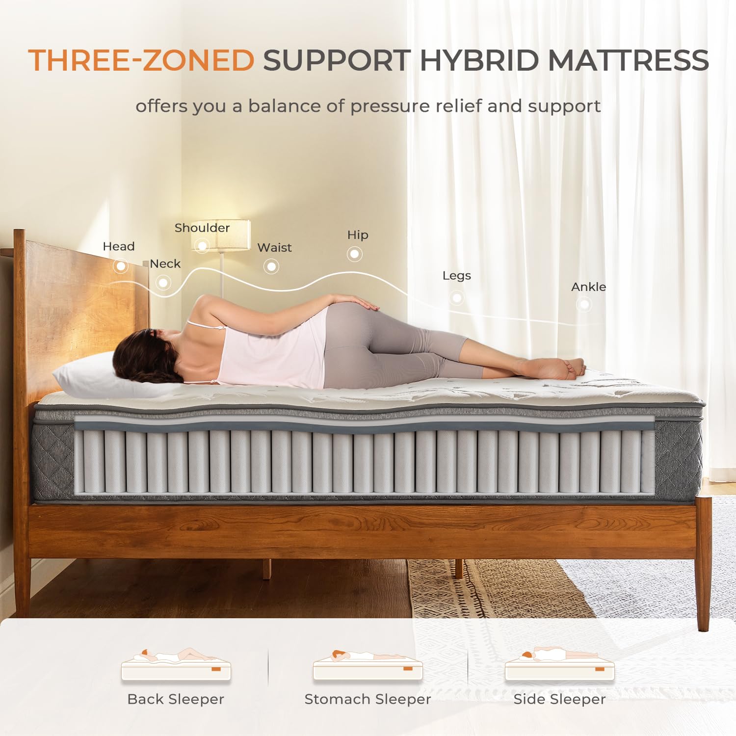 Sweetnight Twin Mattress - 12 Inch Twin Bed Mattress In A Box, Hybrid Twin Size Mattress With Pocketed Coils For Comfort Sleep A