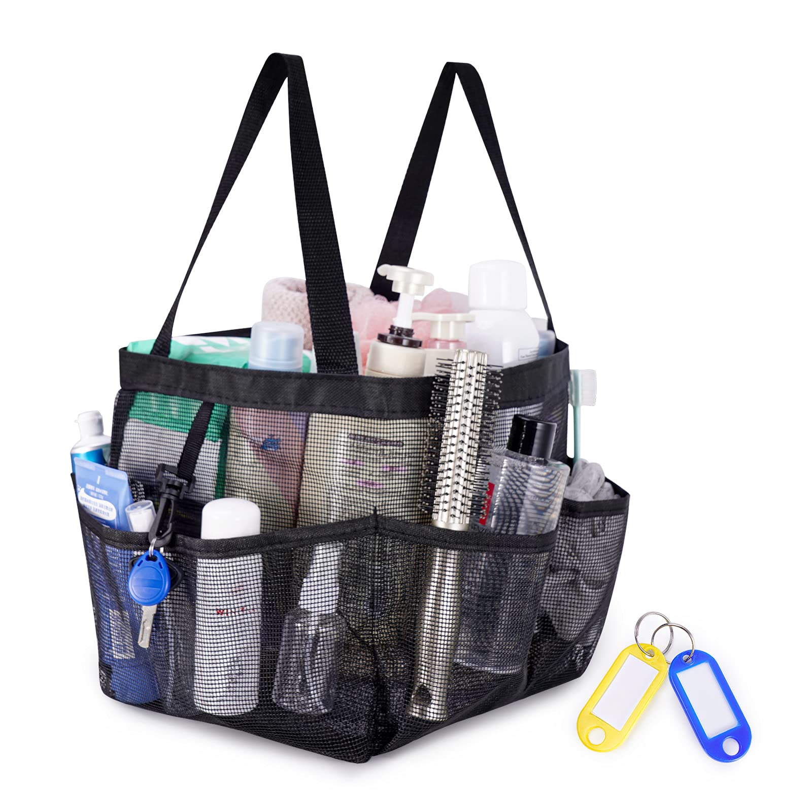 Temede Mesh Shower Caddy Tote, Large Shower Caddy Basket Portable, Quick Dry Hanging Toiletry Bag, 8 Storage Pocket Handle Bath