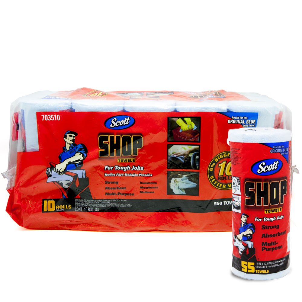 Scott Shop Towels 10 Rolls Of 55 Sheets 11'' X 10.4 '' Towels In 1 Pack,, ()
