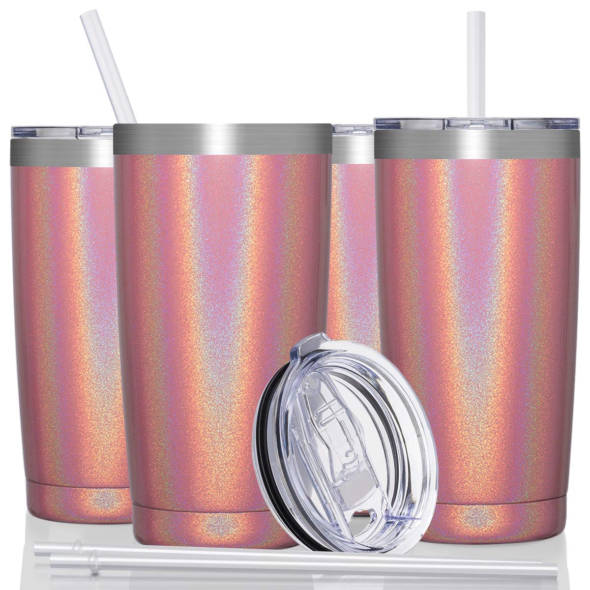 Civago 20Oz Insulated Stainless Steel Tumbler, Coffee Tumbler With Lid And Straw, Double Wall Vacuum Travel Coffee Mug, Powder C