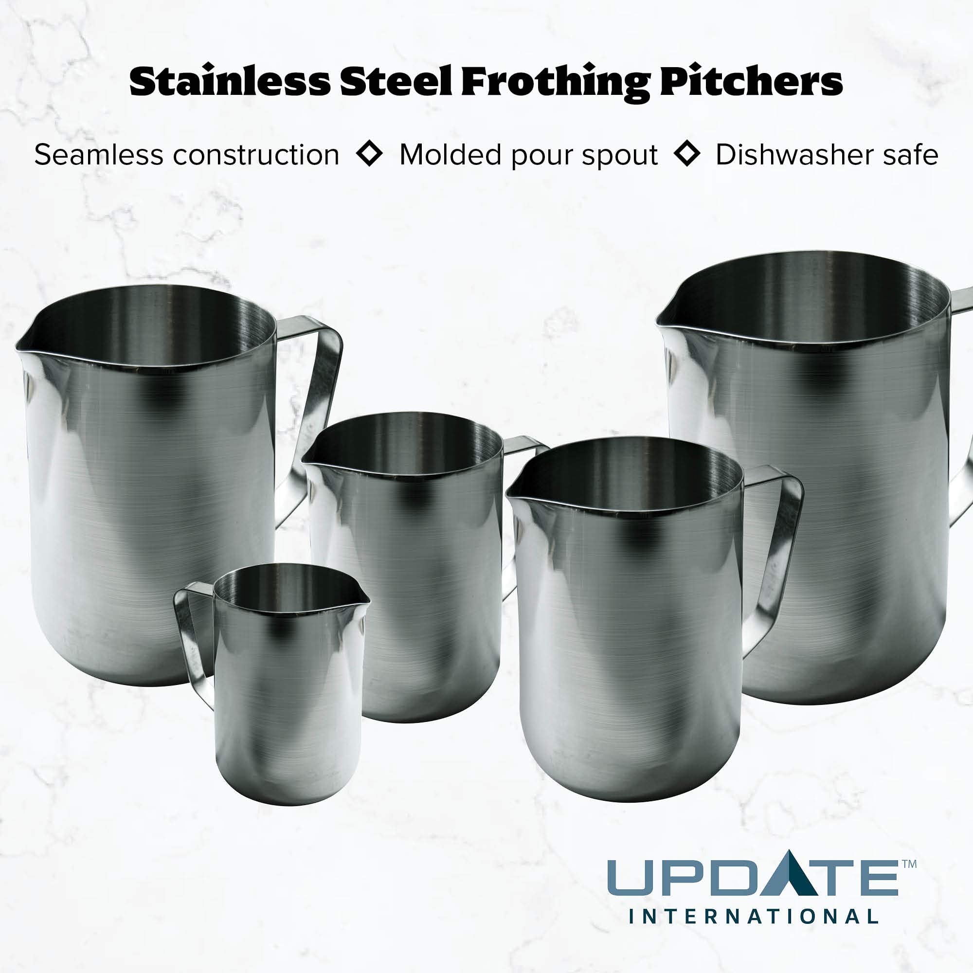Update International (Ep-33) 33 Oz Frothing Pitcher, Stainless Steel