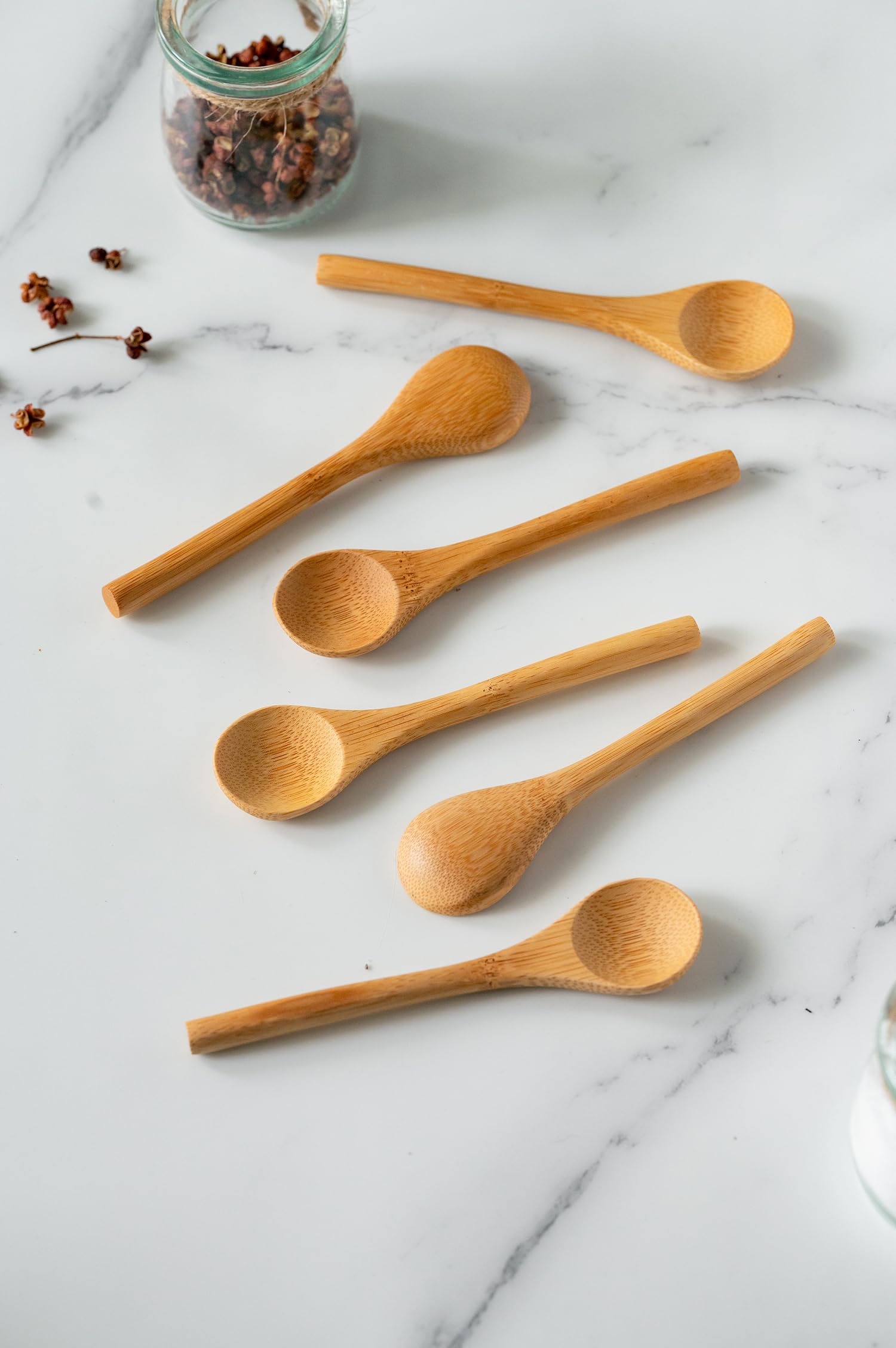 6 Pcs Organic Small Wooden Spoons, 5.2 Inches Mini Bamboo Wood Spoon For Honey Dessert Appetizers Coffee Tea, Teaspoon Serving U