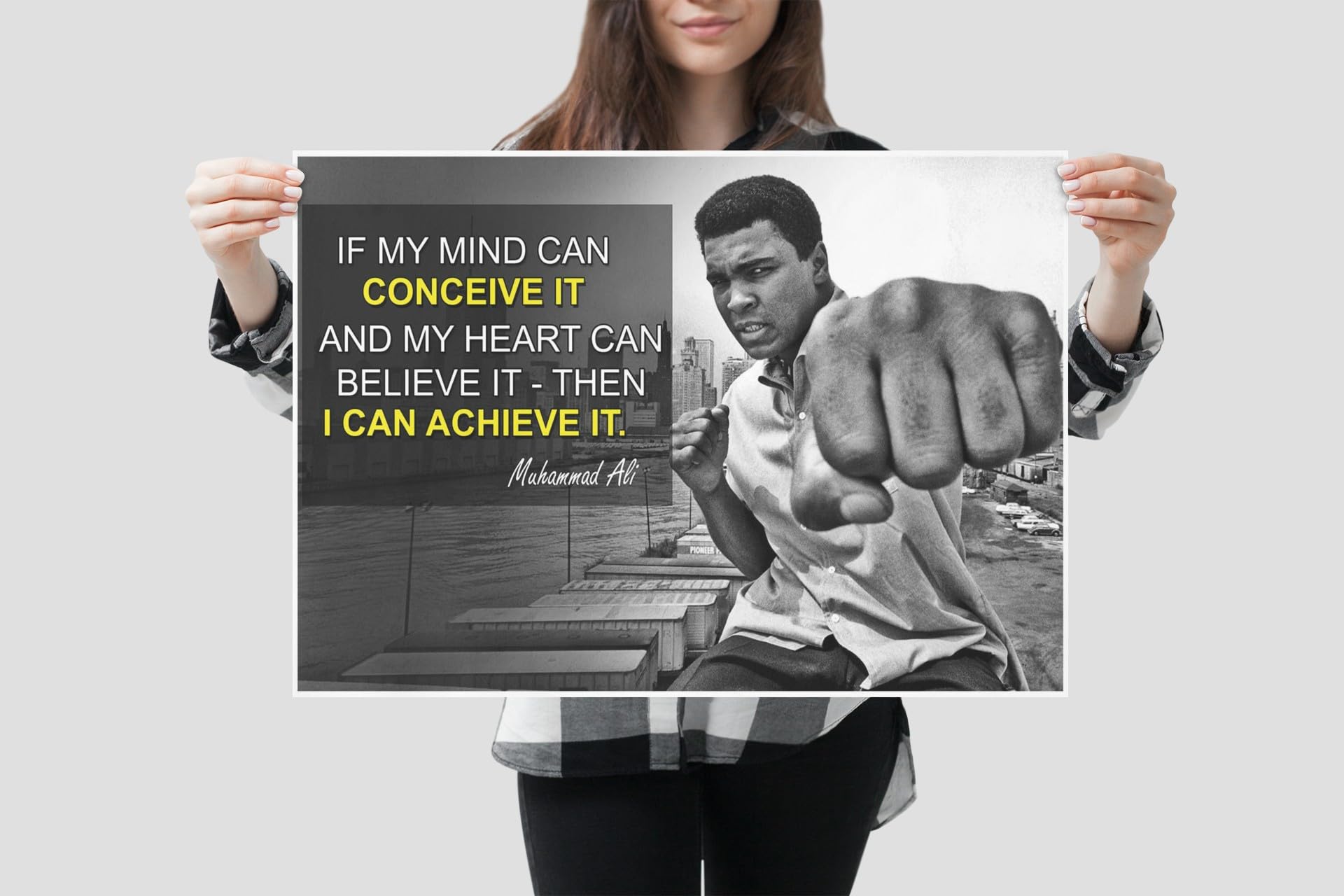 Muhammad Ali Poster Quote Boxing Black History Month Posters Sports Quotes Decorations Growth Mindset D?cor Learning Classroom Teachers Decoration Educational Teaching Supplies Black Wall Art P045
