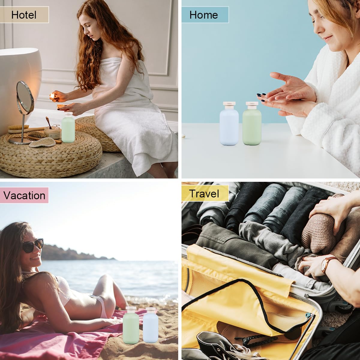 Umetass 10 Oz Plastic Travel Shampoo Bottles, Refillable Flip Cap Squeeze Bottles For Toiletries, Large Leakage-Proof Travel Sha