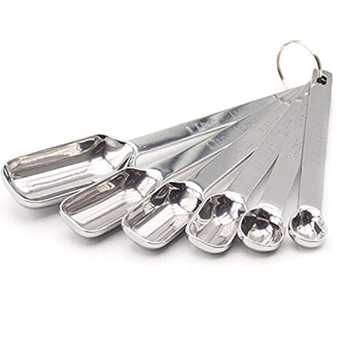 Mekbok Heavy Duty Stainless Steel Metal Measuring Spoons For Dry Or Liquid, Fits In Spice Jar, Set Of 6
