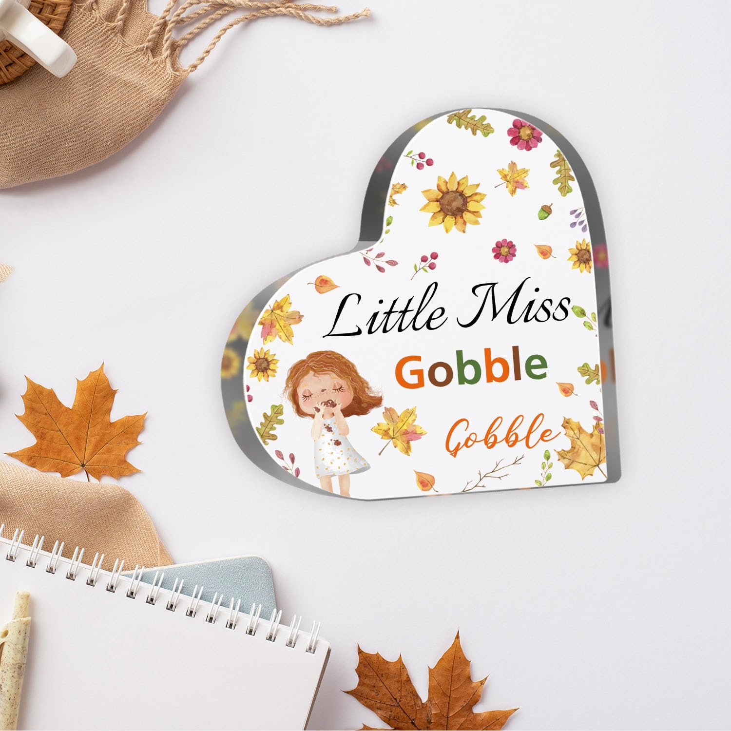 Funny Thanksgiving Gifts for Girls Daughter, Thanksgiving Decor for Table Desk Shelf, Fall Home Desk Decor Ornaments Indoor, Lit