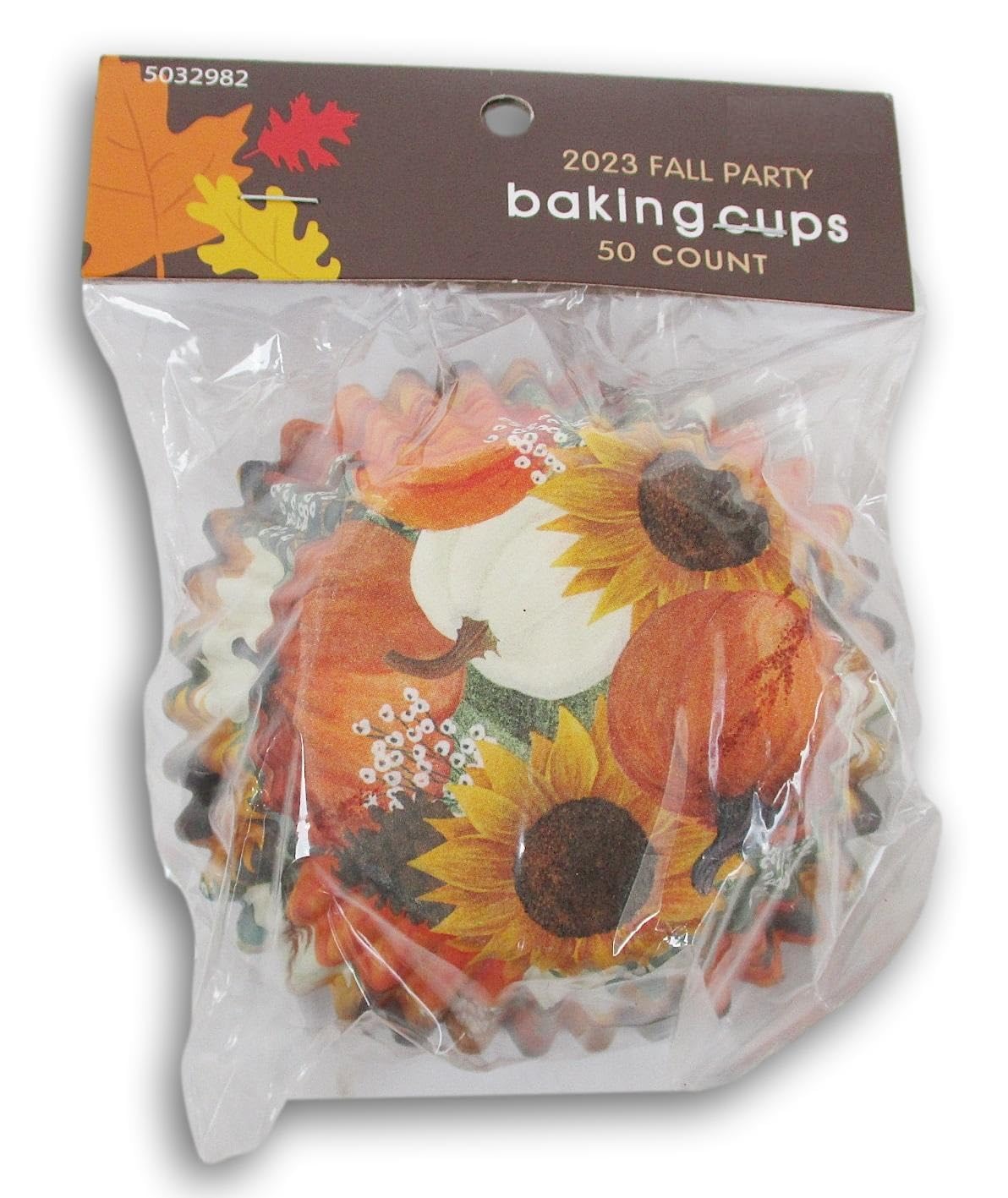 Sunflowers And Pumpkins Decorative Baking Cups - Patterned Paper Liners For Cupcakes, Muffins (Standard Sized) - 50 Count