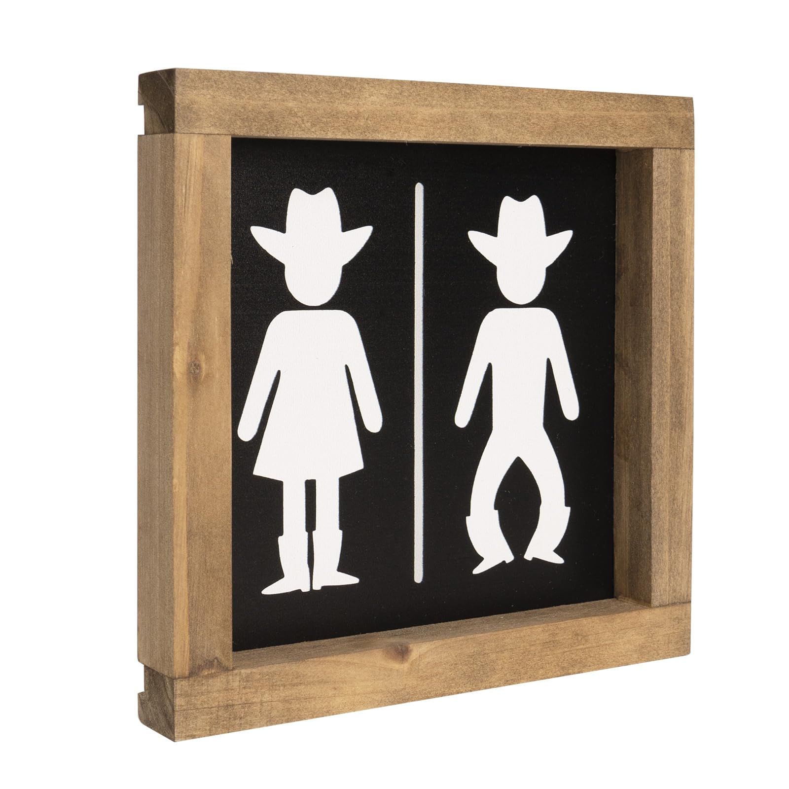 flangairy Western Bathroom Decor, Southwestern Cowboy Wall Wooden Signs, Half Bath Table Shelf Rustic Home Art Decoration