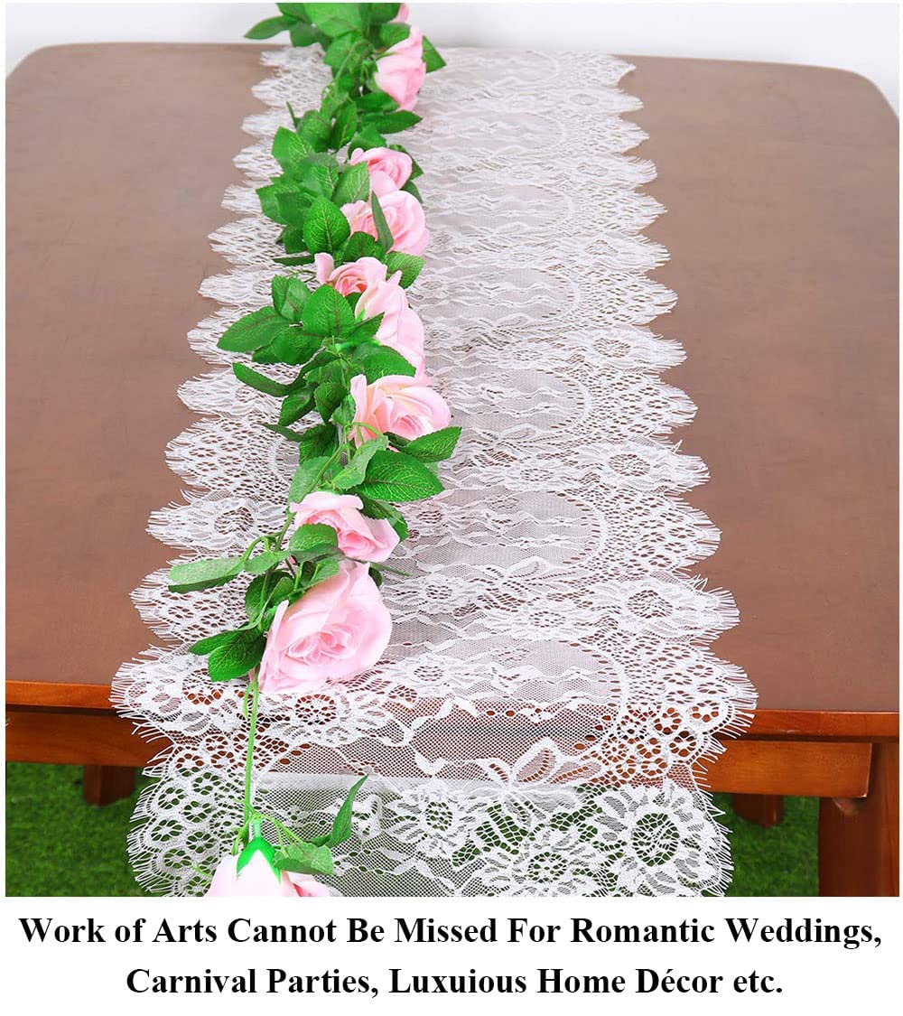 Partisout Lace Table Runner 120 Inches Wedding Table Runner Table Cloth Runner Classy Rustic Table Cover Boho Lace Christmas Tab
