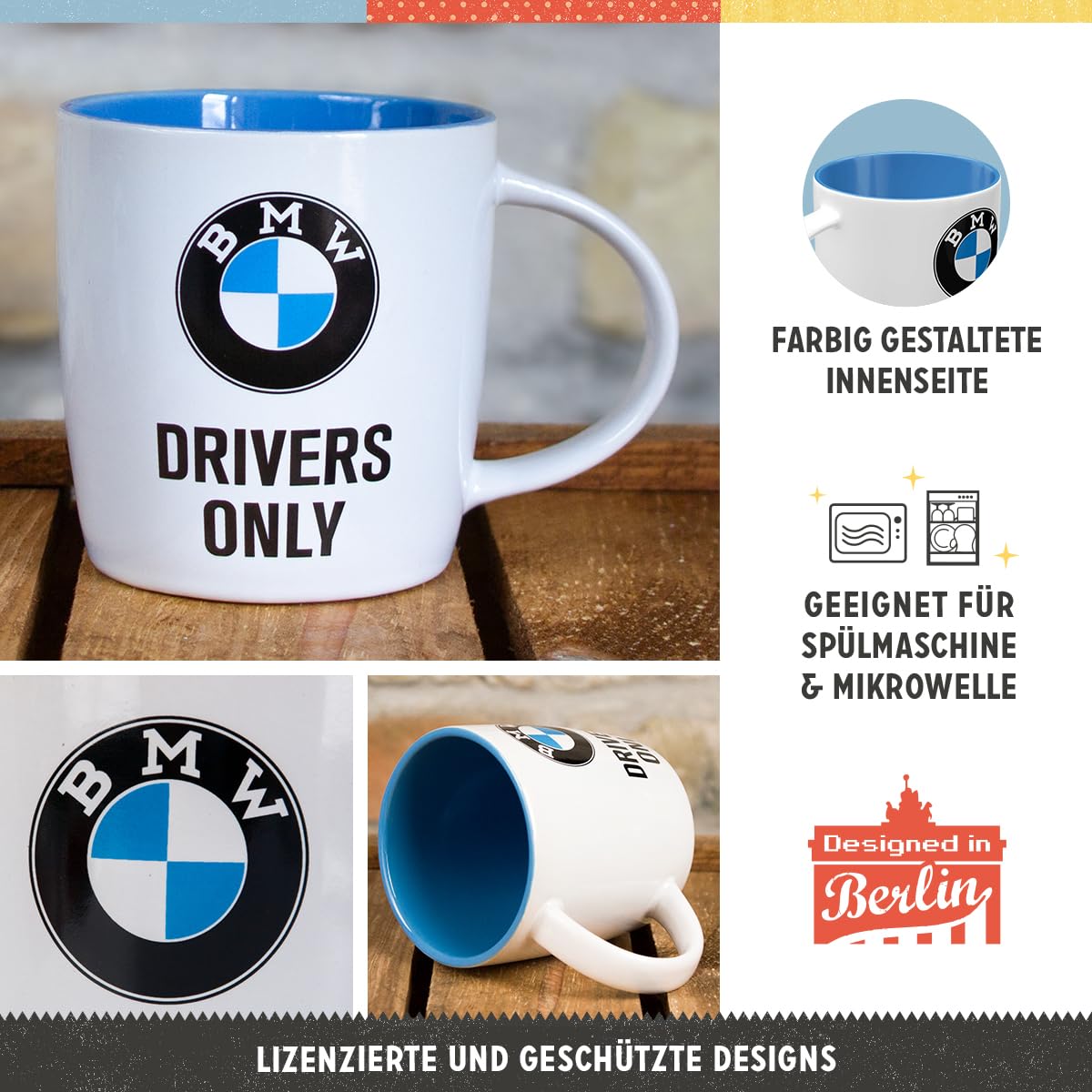 Nostalgic-Art Retro Coffee Mug, 11.2 Oz, Official License Product (Olp), Bmw - Drivers Only - Gift Idea For Car Accessories Fans