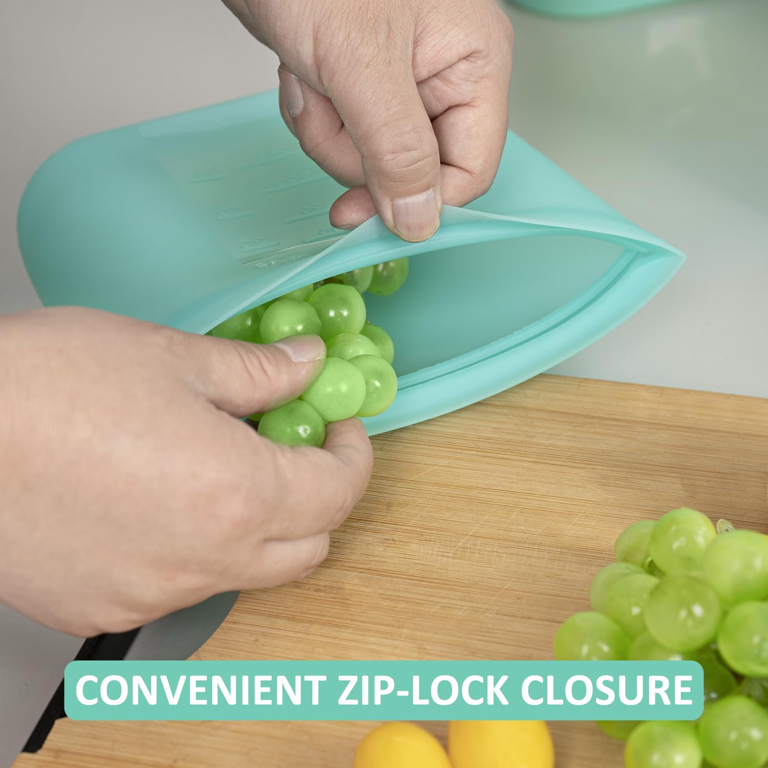 Annaklin Reusable Freezer Bags Quart Size, 4 Pack, 100% Silicone Stand Up Ziplock Reusable Silicone Food Storage Bags Sandwich B