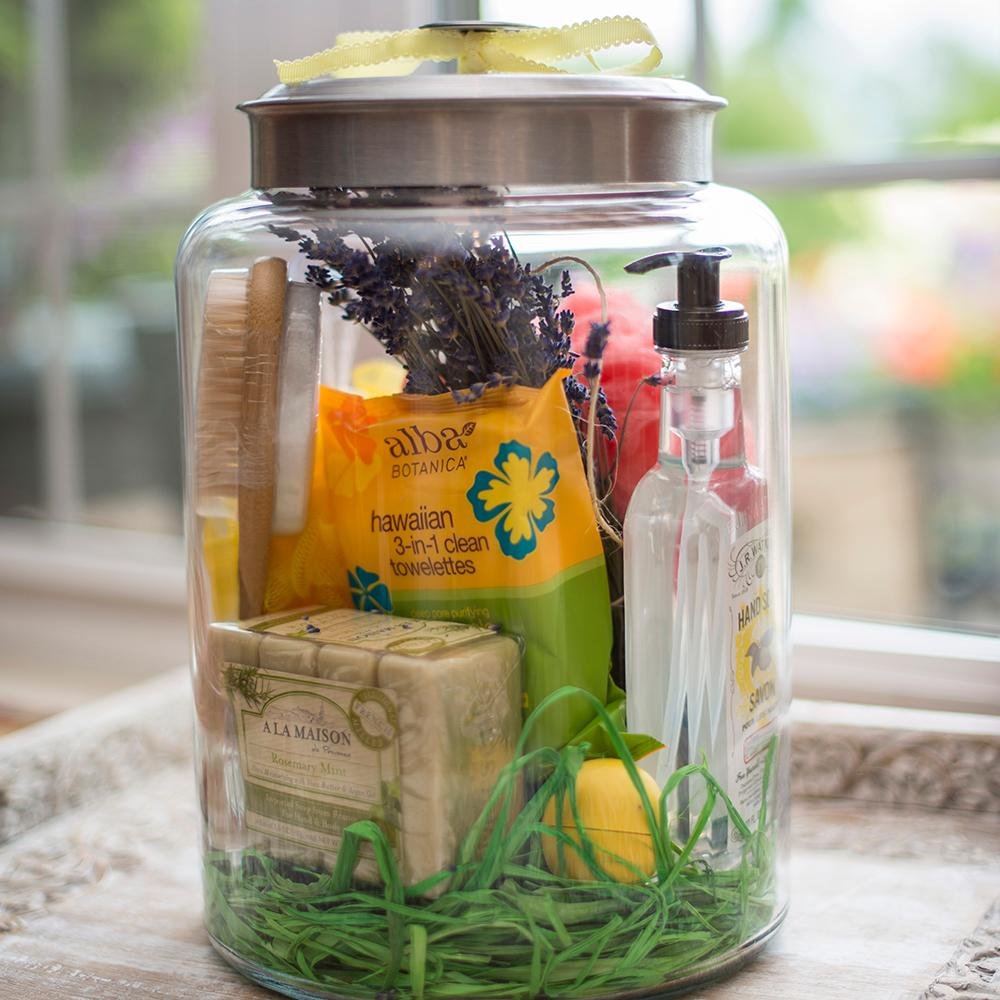 Anchor Hocking 2.5 Gallon Montana Glass Jar With Airtight Lid (2 Piece, Brushed Silver Metal, Dishwasher Safe)