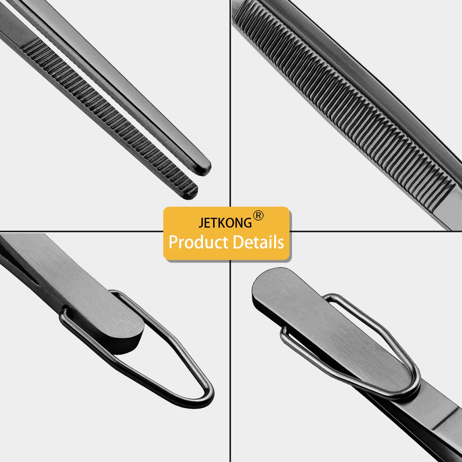 Jetkong Extra Long Kitchen Tweezers Heavy Duty Stainless Steel Cooking Tweezers, Set Of 3 (9 12 14 Inch, Black)