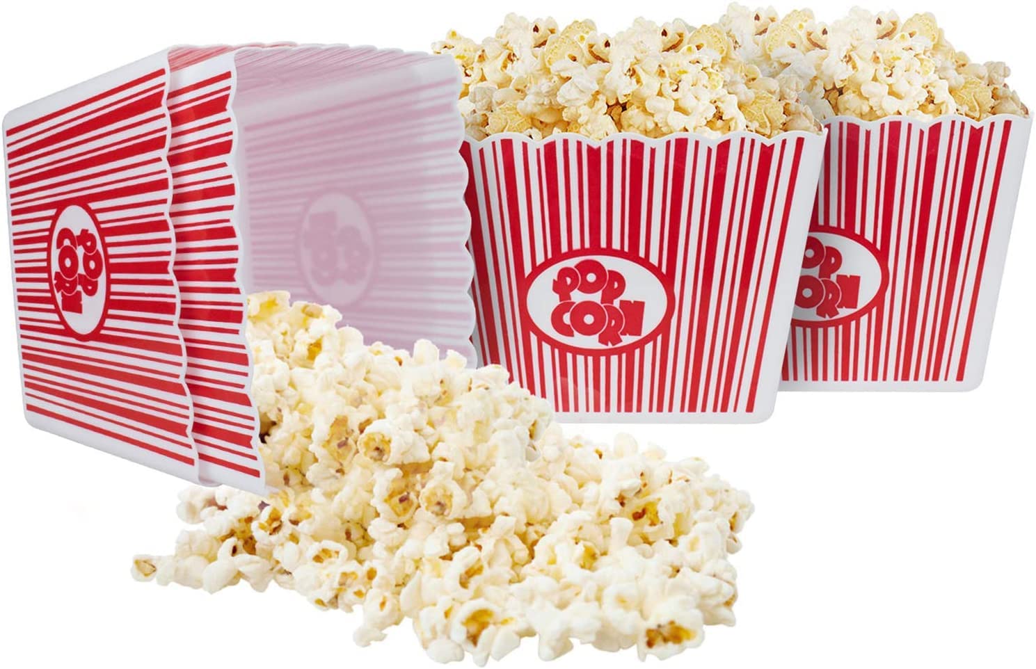 (Set Of 10) Reusable Plastic Popcorn Tubs