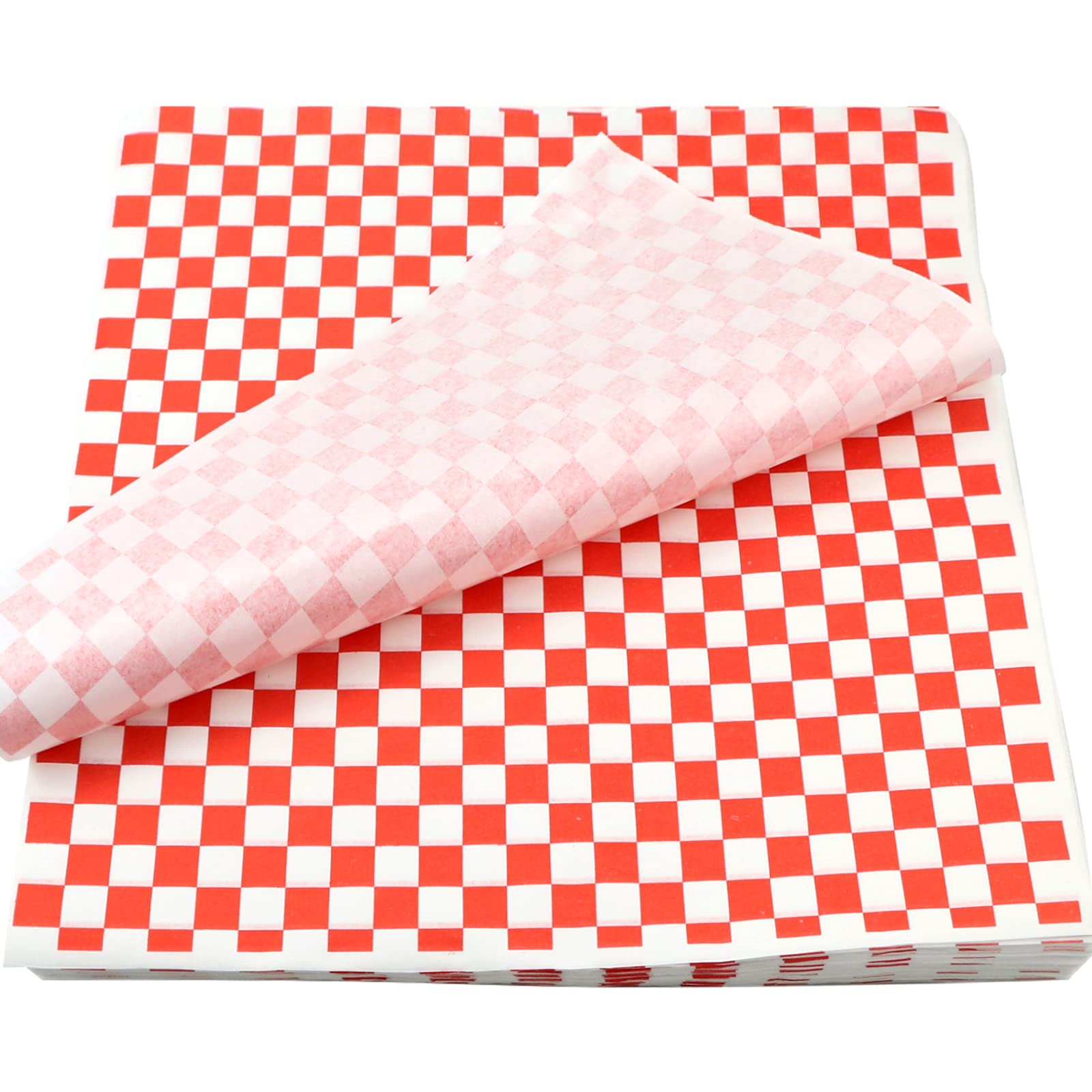 Oomcu 200 Sheets Red And White Checkered Dry Waxed Deli Paper Sheets, Paper Liners For Plastic Food Basket, Special For Wrapping