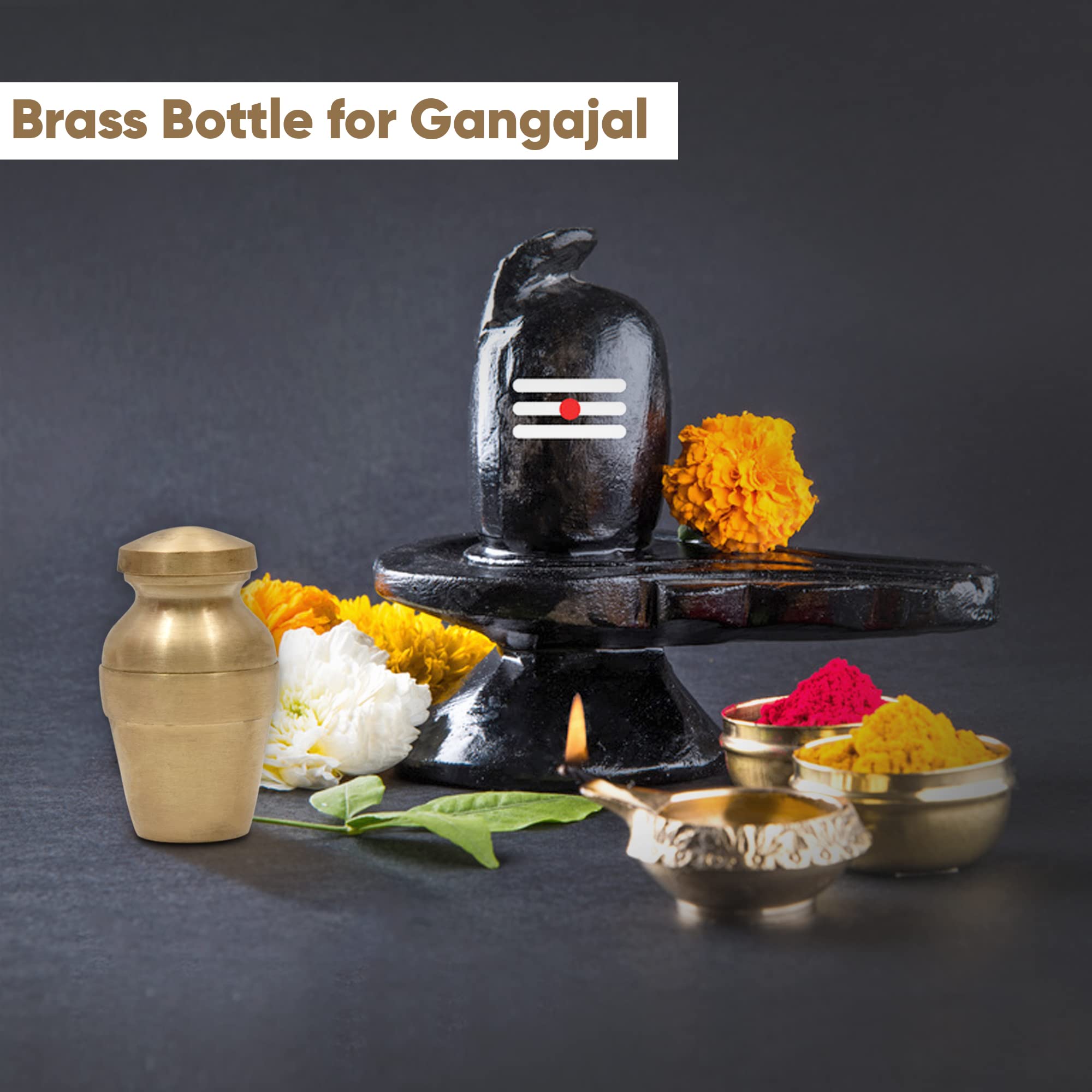 Karigar Creations Leak Proof Brass Gangajal Kalash for Pooja Temple Spirituals Diwali Gift 10 ml Capacity Size 3x1.5 inch