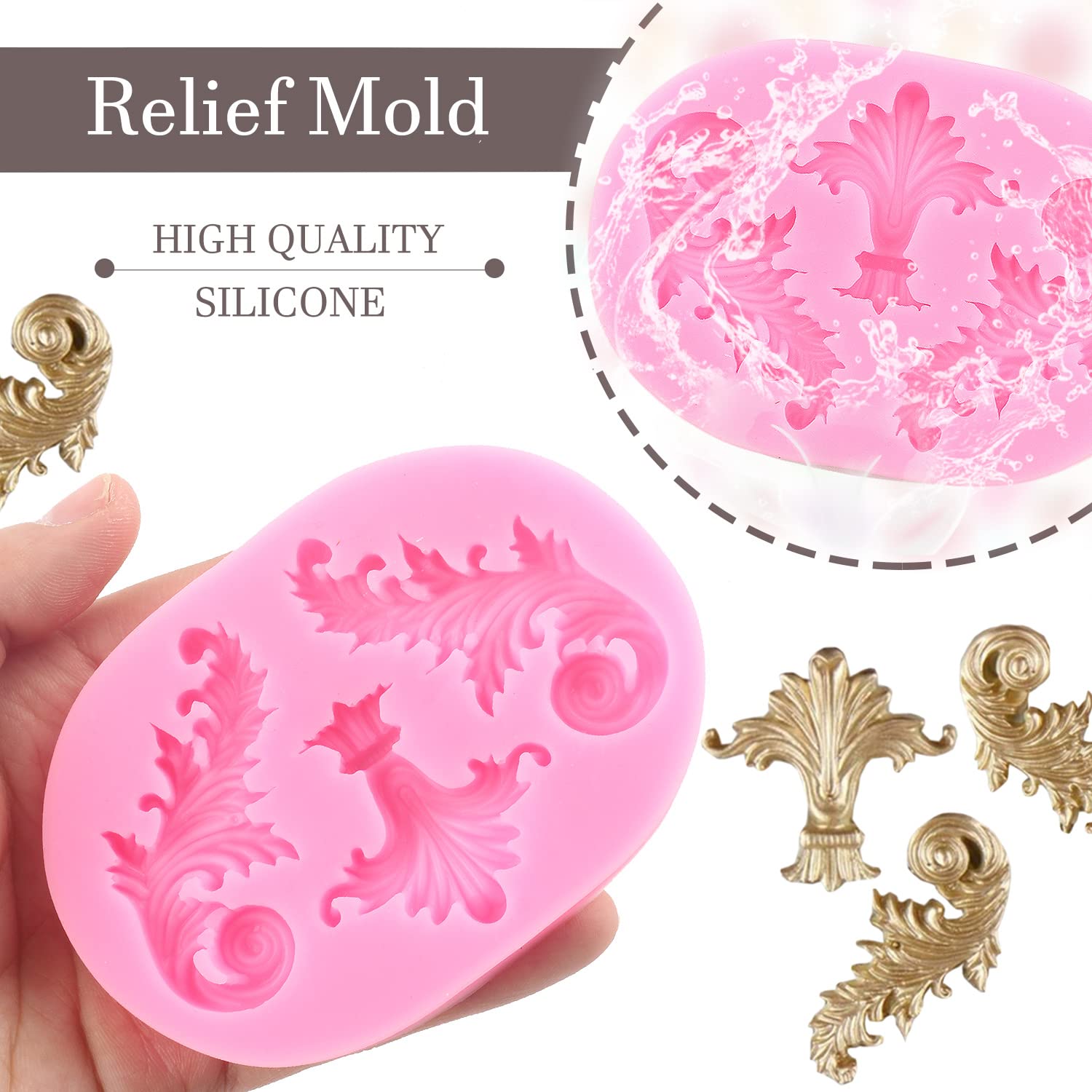 Zixiang Baroque Style Curlicues Scroll Lace Silicone Mold Relief Flower Lace Fondant Molds For Cake Border Decoration Cupcake To
