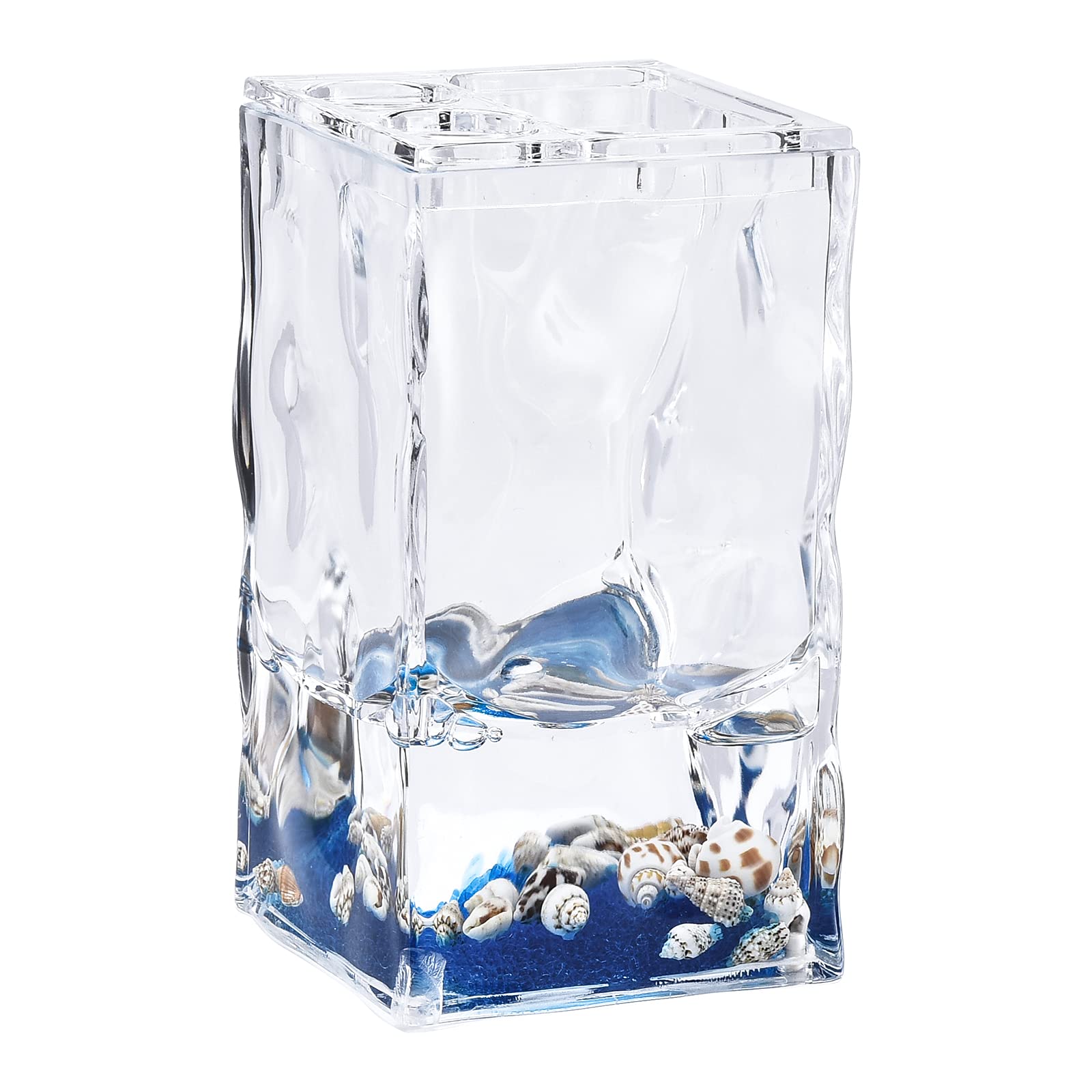 LOCCO DECOR 5 Piece Acrylic Liquid 3D Floating Motion Bathroom Vanity Accessory Set Shell