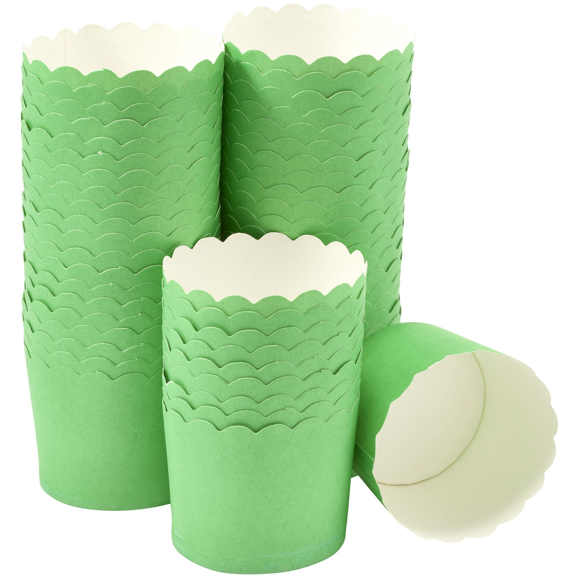 DecoPac Green Scalloped Baking Cups,Perfect For Delicious Cupcakes, Delicate Scalloped Edge, 50 Count(Pack of 1)
