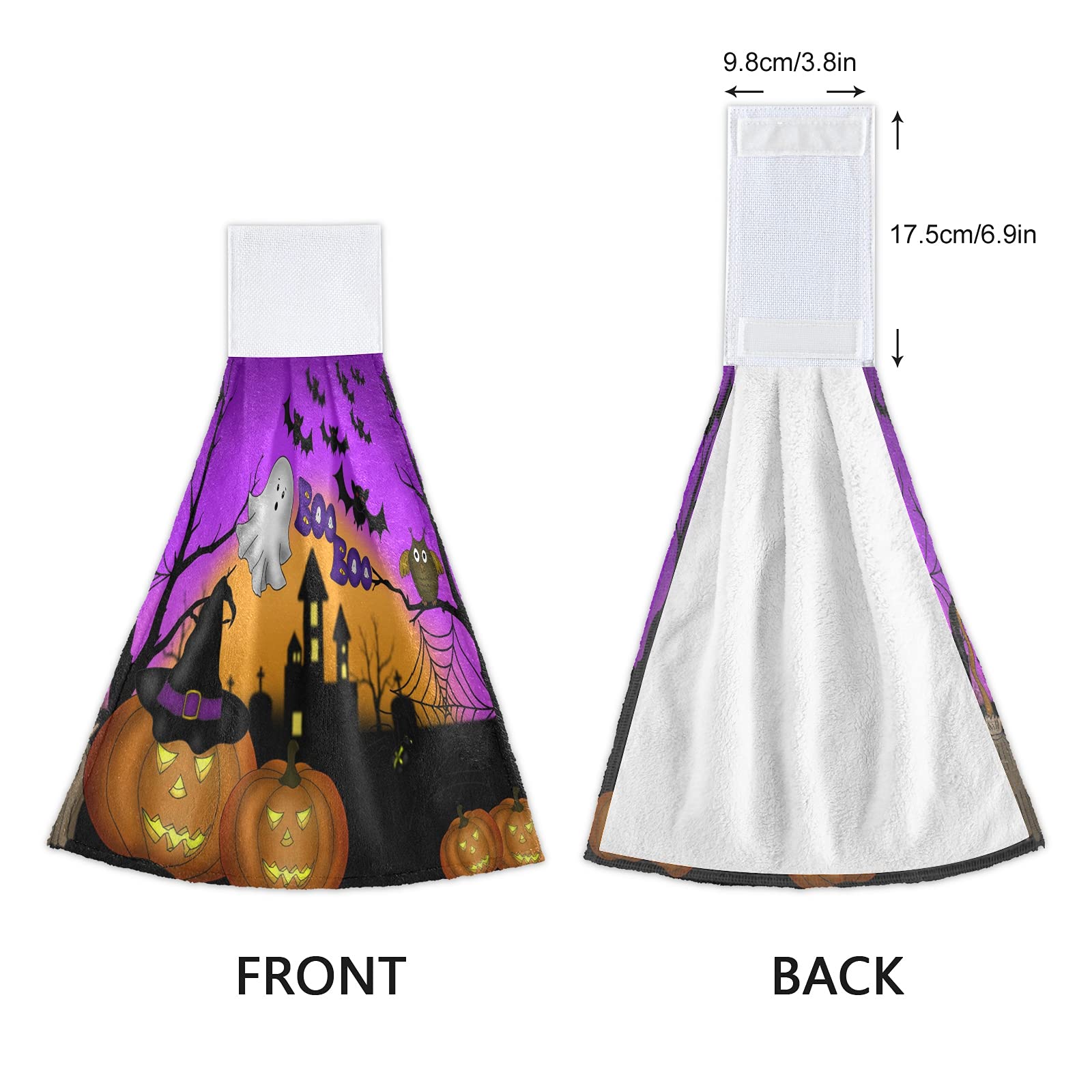 Boccsty Halloween Pumpkin Spooky Hanging Kitchen Towels 2 Pieces Ghost Dish Cloth Tie Towels Hand Towel Tea Bar Towels For Bathr