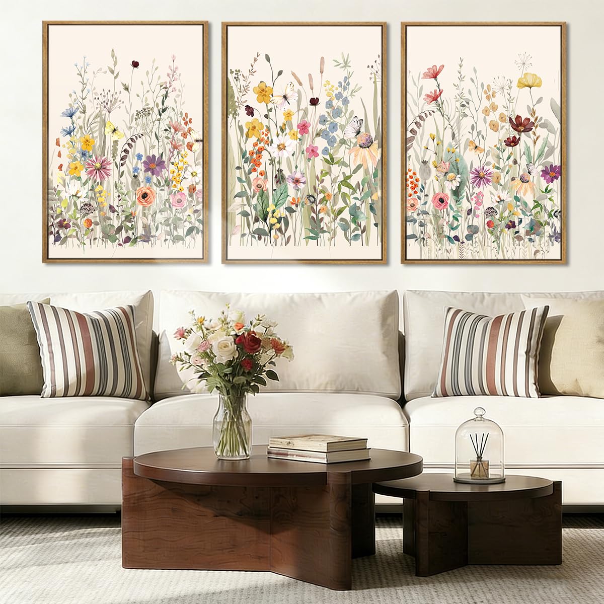 Framed Watercolor Flower Canvas Wall Art