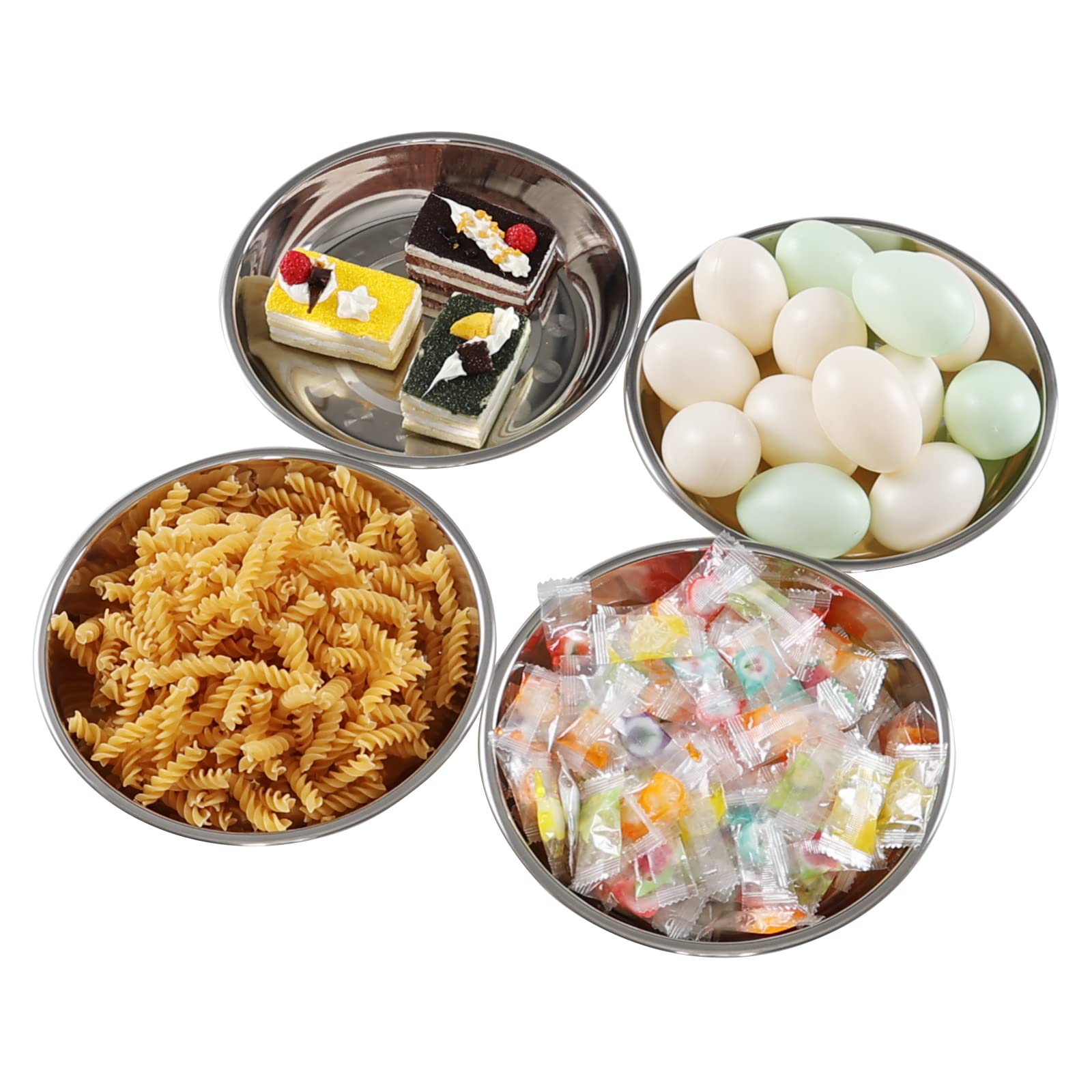 Rinboat Stainless Steel Round Plates, Camping Dinner Plates, 4 Packs, 8.66 Inches