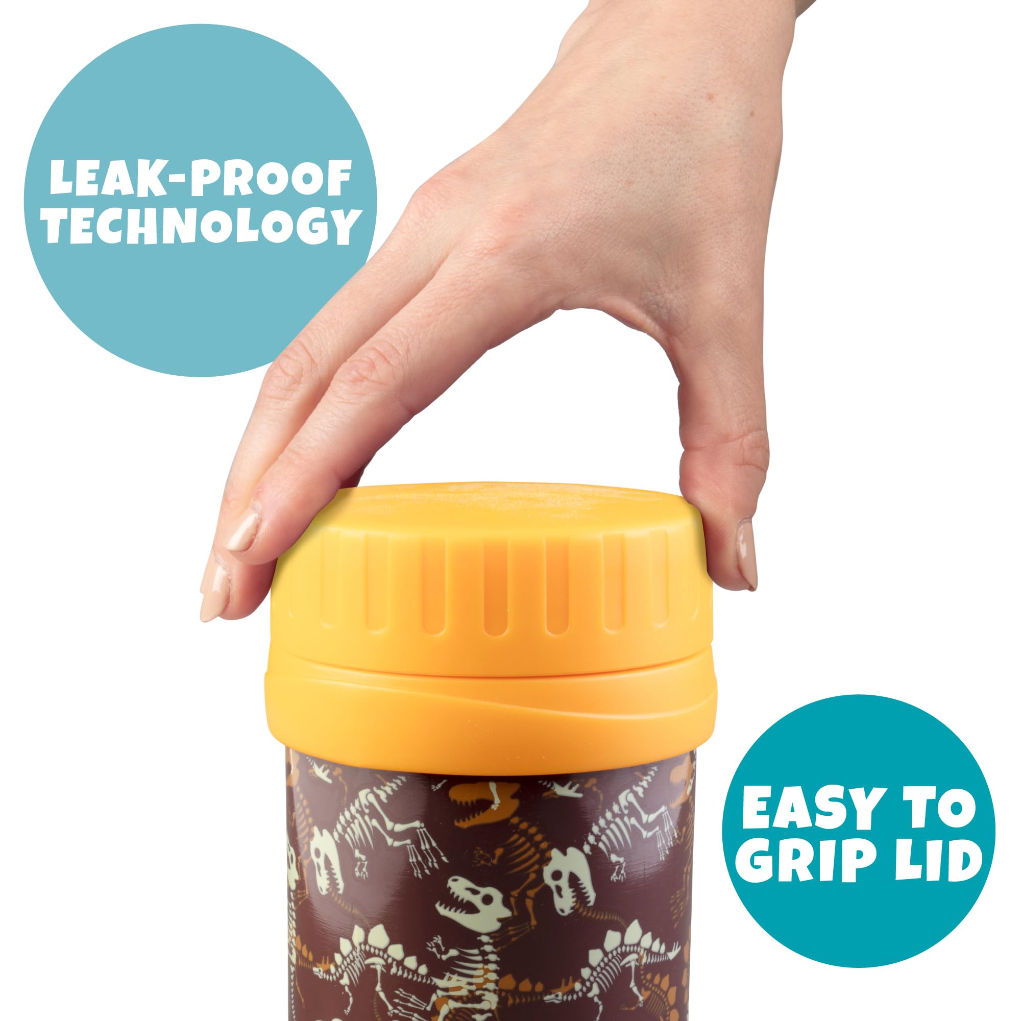 Bentology Stainless Steel Insulated 13Oz Lunch Jar Thermos For Kids- Dinosaur- Large Leak-Proof Storage For Hot Or Cold Food, So