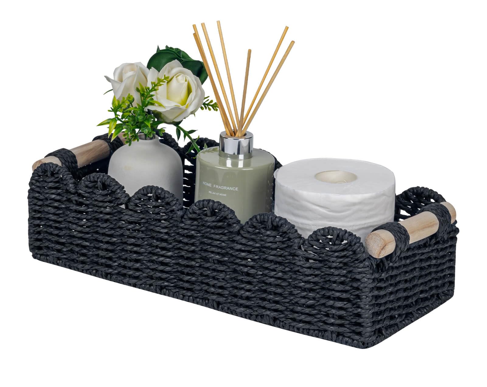 CubesLand Toilet Paper Storage Basket Scalloped Edge Home Decor Basket, Living Room Cozy Decor, Paper Rope Small Baskets for Ove