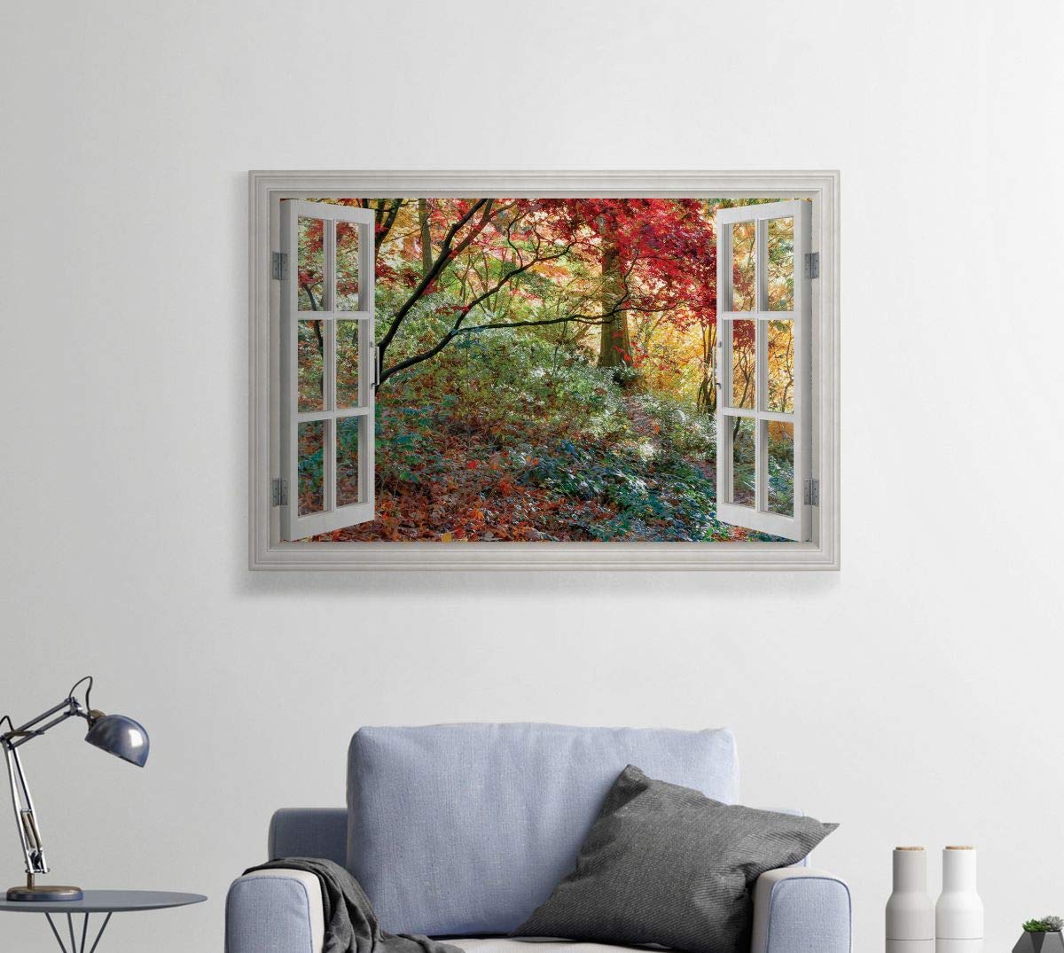Renditions Gallery Nature Canvas Wall Art Home Paintings Artwork Colorful Autumnal Forest Botanical Window View Modern Romantic Decorations for Bedroom Office Kitchen Prints - 18''x27'' LT21