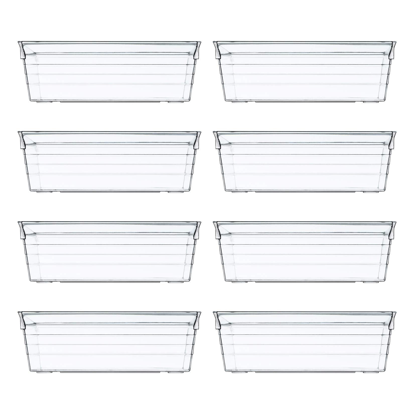 Backerysupply Clear Plastic Drawer Organizer Tray for Vanity Cabinet (6 ''   3 ''   2 '' Set of 8) Storage Tray for Makeup, Kitc