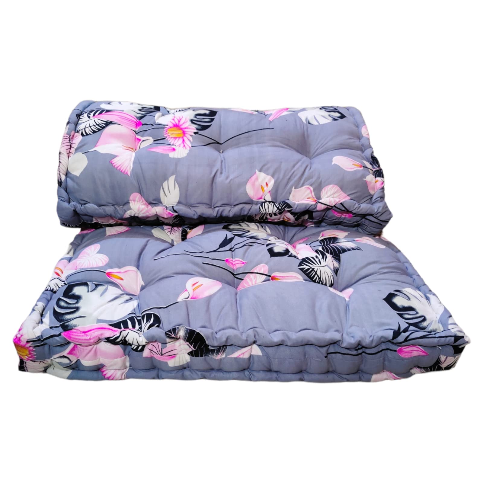 Deevine Craft 5Inch Thick Cotton Quilt Box Mattress | Medium Firm Multicolour Mattress | Soft Cotton Rectangle Type Single Bed 