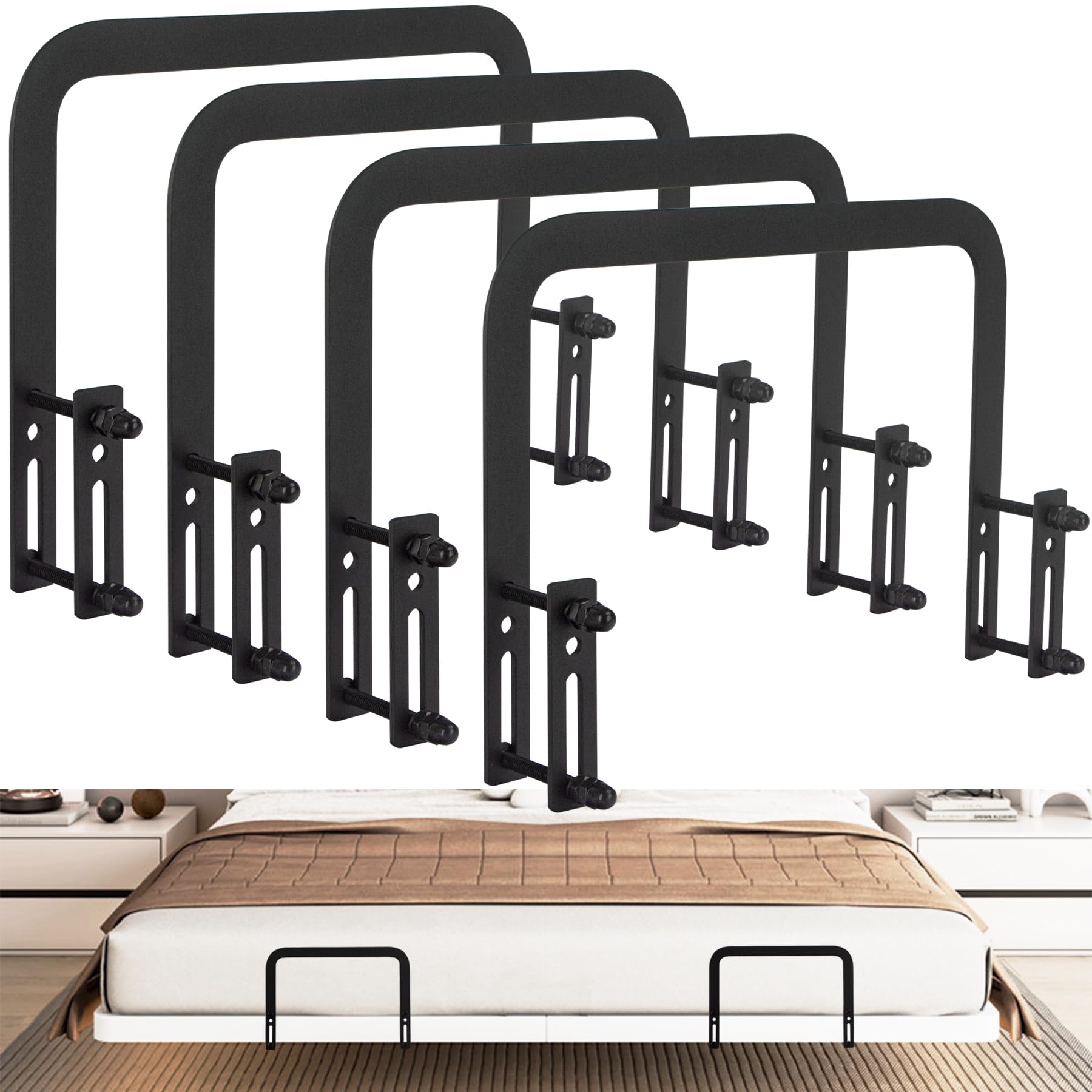 Koxhero Metal Bed Frame Mattress Slide Stopper(H5.2) Mattress Retainer Bar Bracket Holder 4Pcs Keeping Mattress From Sliding For