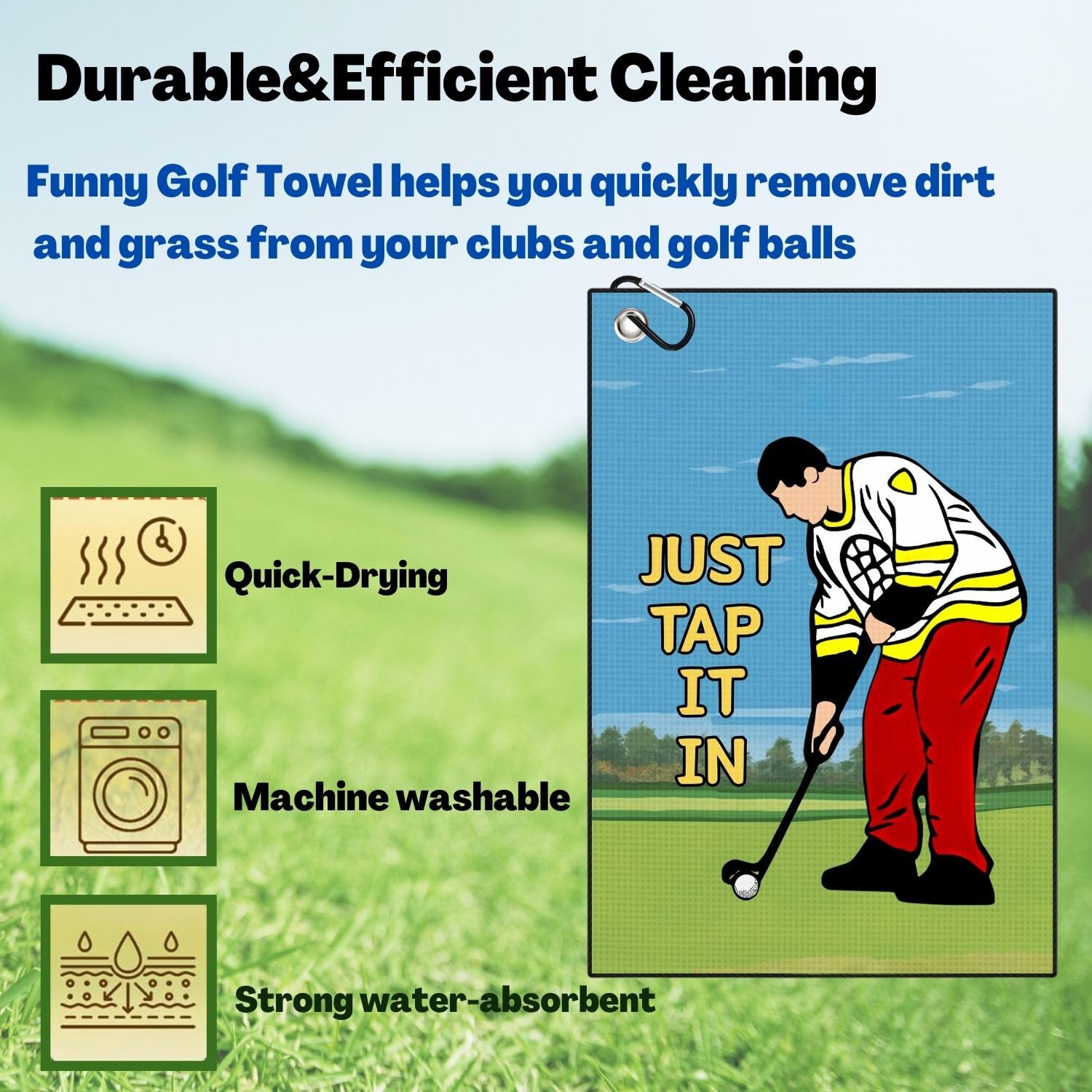 Aikiprety Funny Printed Golf Towel, Funny Golf Towel for Golf Bags with Clip, Golf Gift for Men Husband Boyfriend Dad, Birthday,