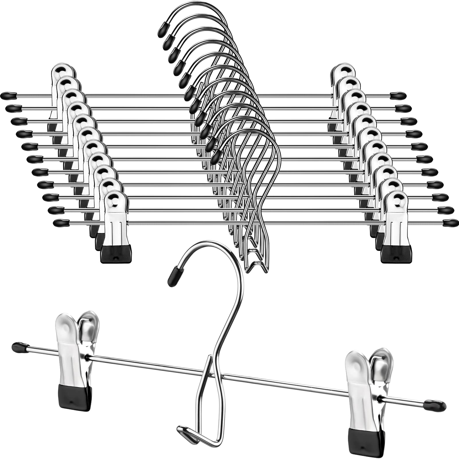 12 Pcs College Dorm Room Supplies Decor Skirt Pants Hangers With Clips Heavy Duty Clip Space Saving Stackable Add On Metal Organ