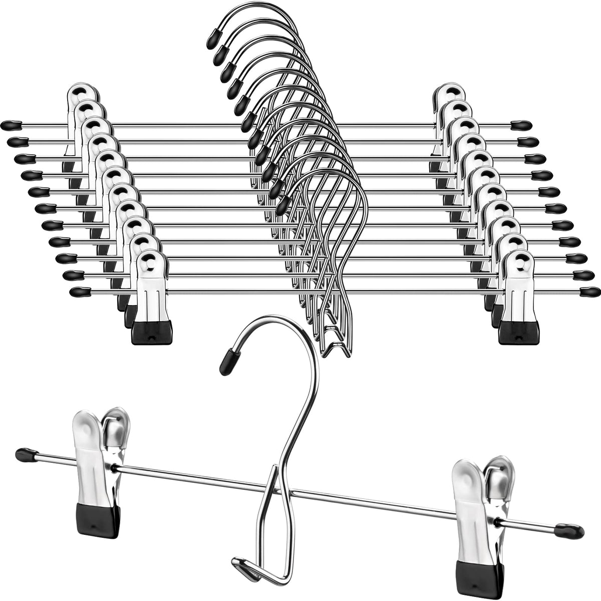 12 Pcs College Dorm Room Supplies Decor Skirt Pants Hangers With Clips Heavy Duty Clip Space Saving Stackable Add On Metal Organ