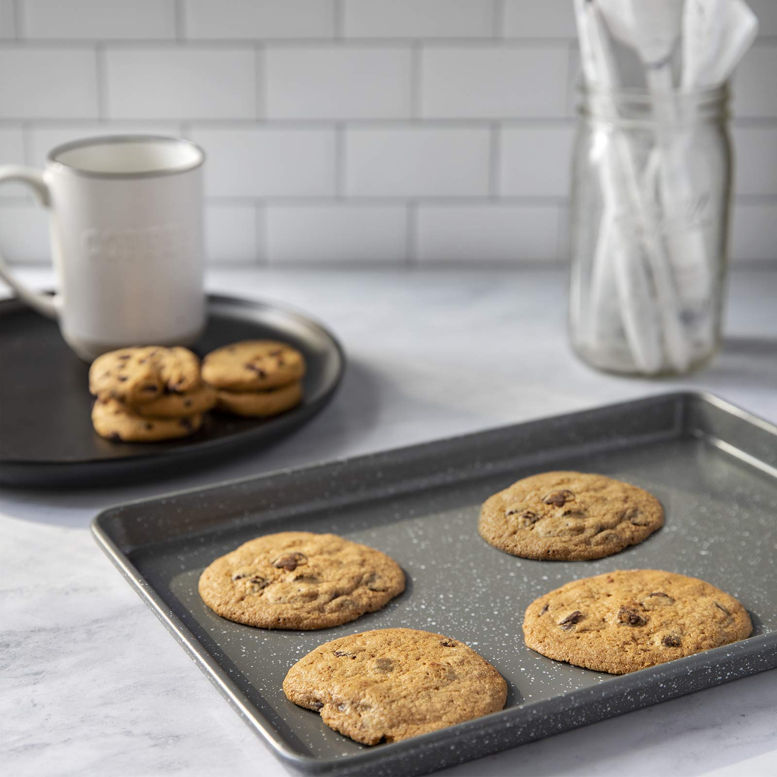 Cook With Color Bakeware Non Stick Baking Sheet, Speckled 9X13 Inch Classic Cookie Sheet, Roasting Sheet (Grey)