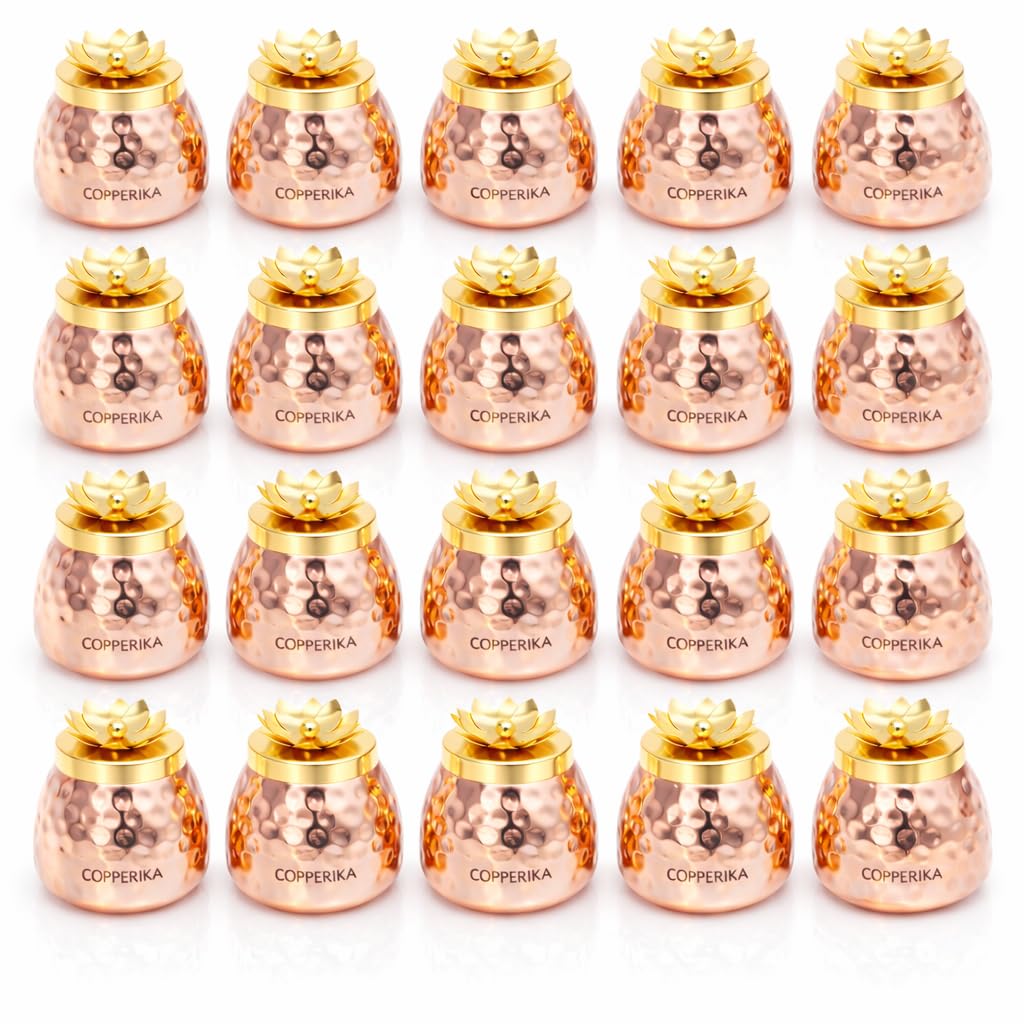Copperika Hammered Copper Plated Dry Fruit Jar (Pack Of 20) Heavy Build | For Dry Fruits Container | Chocolates Decorative Servi