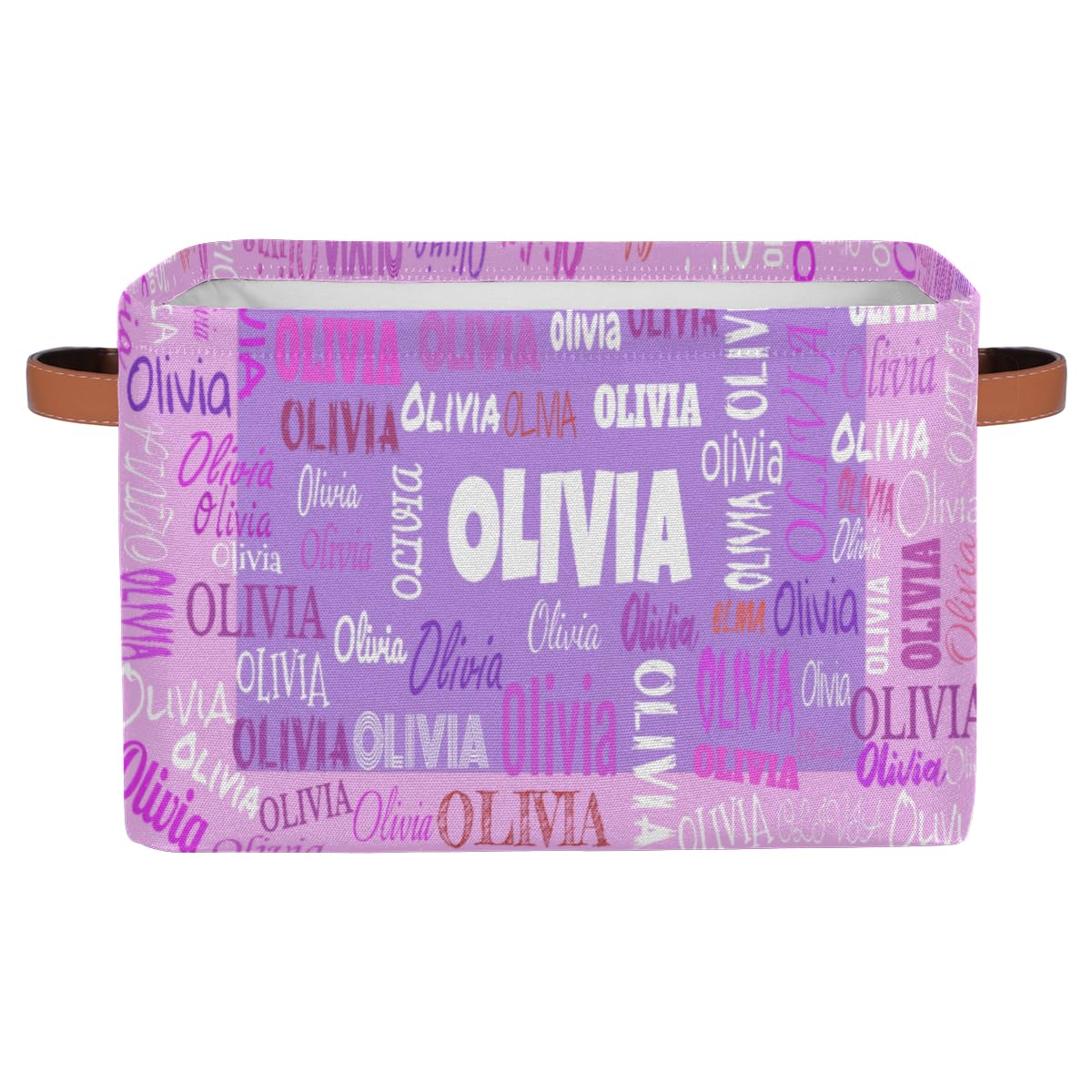 Kfnhn Personalized Foldable Storage Basket With Name, Laundry Hamper Dirty Clothes Pet Toys Storage Bin With Handles For Shelf H