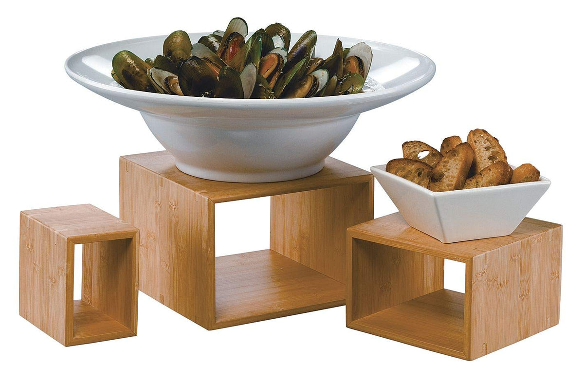 American Metalcraft Bamrd2 Dark Bamboo Riser Display Set, Brown, 3 Pie ...
