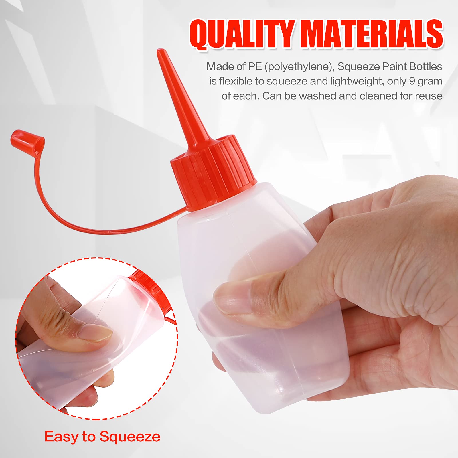 Kinmad 12 Pcs 2 Oz Plastic Empty Squeeze Paint Crafts Bottles Glue Bottles, Condiment Squeeze Bottles, Cake Decorating Squeeze B