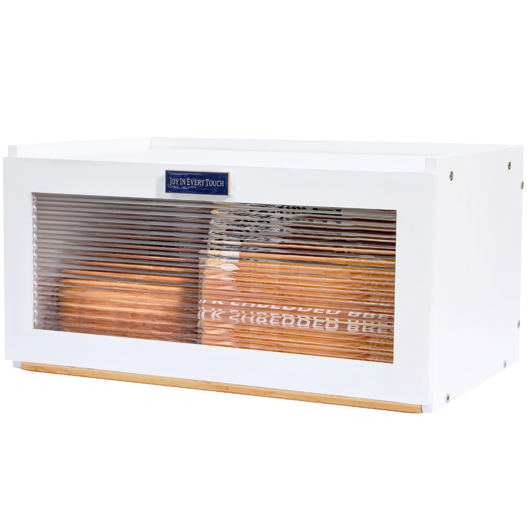 ETMI White Bamboo Bread Box for Kitchen Countertop - Mothers Day Gifts for Mom,Kitchen Essentials Bread Storage for Homemade Bre