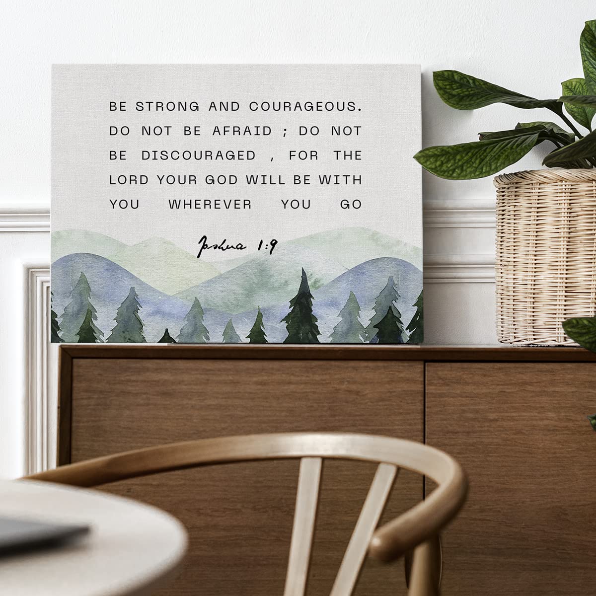 TSUYAWU Canvas Wall Art - Inspirational Bible Verses, 15x11.5 inches, Joshua 1:9, Framed Christian Decor, Ready to Hang, Color SH8