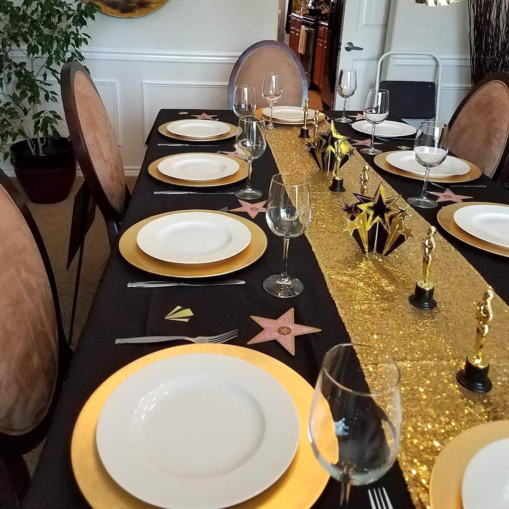 Tcbesto Gold Sequin Table Runner 12 ' 'X 108 ' ' 12 Pack Sparkly Table Runner Glitter Table Cloth Runner For Party Reception Eve